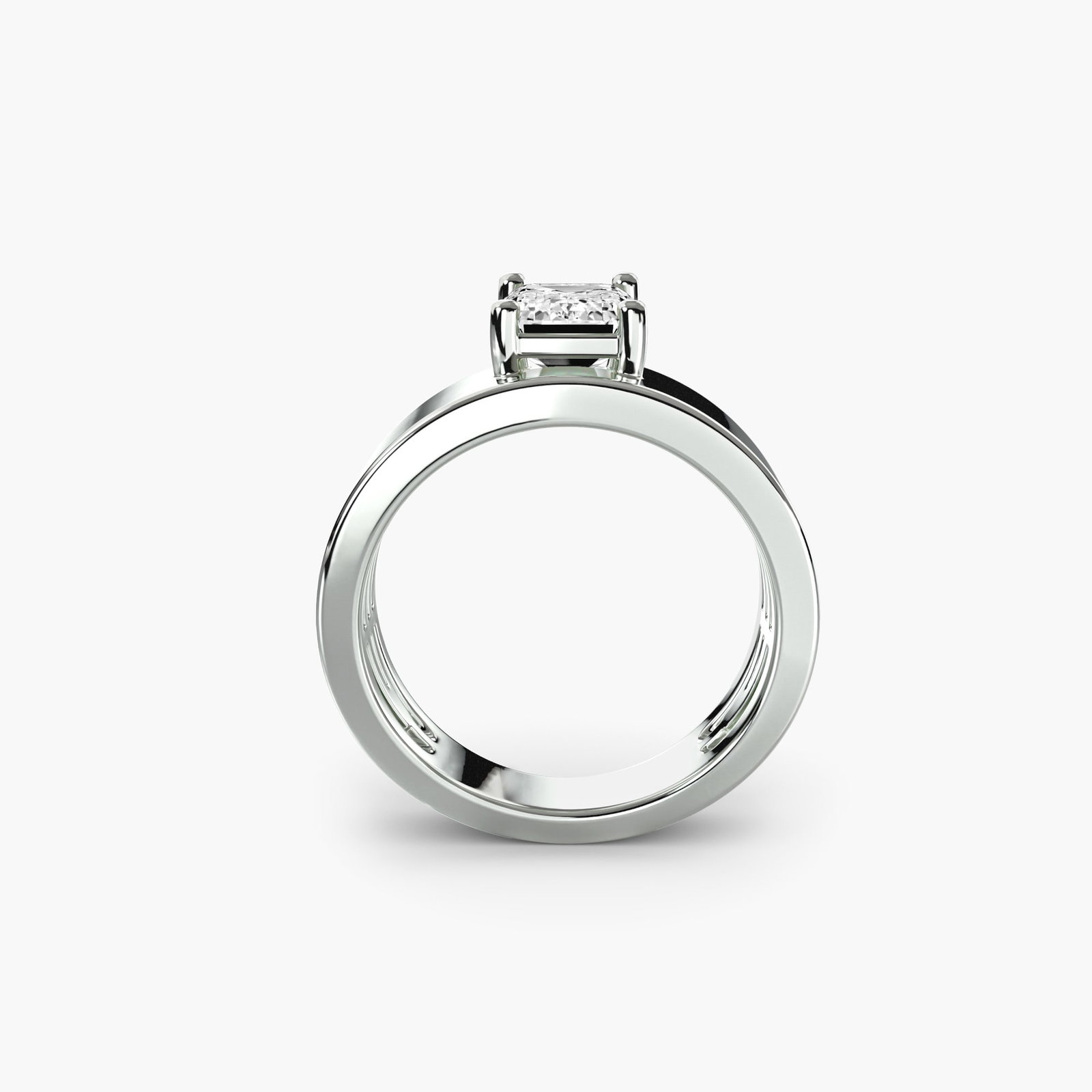 Vintage Emerald 18Kt White Gold Ring Setting: Vintage Emerald 18Kt White Gold Ring Setting 18Kt White Gold Vintage Ring Setting with Emerald Accent. This stunning ring setting boasts an elegant vintage design, featuring a wide band and a subtle