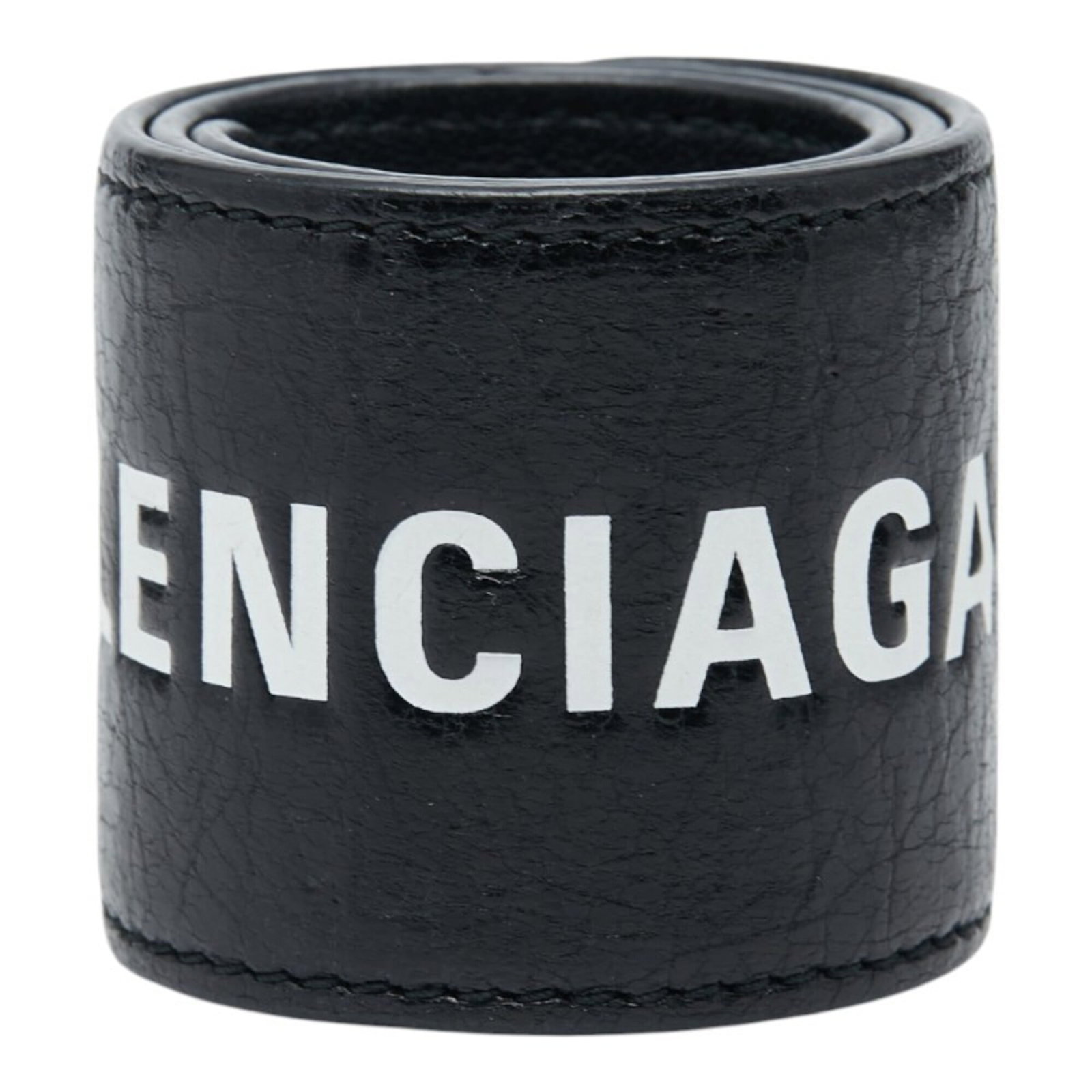 Metal leather bracelet by Balenciaga: Metal leather bracelet by Balenciaga Black leather and metal charm bracelet from Balenciaga, with a total length of 40cm. The bracelet shows traces of usage, including scratches and dirt, but remains