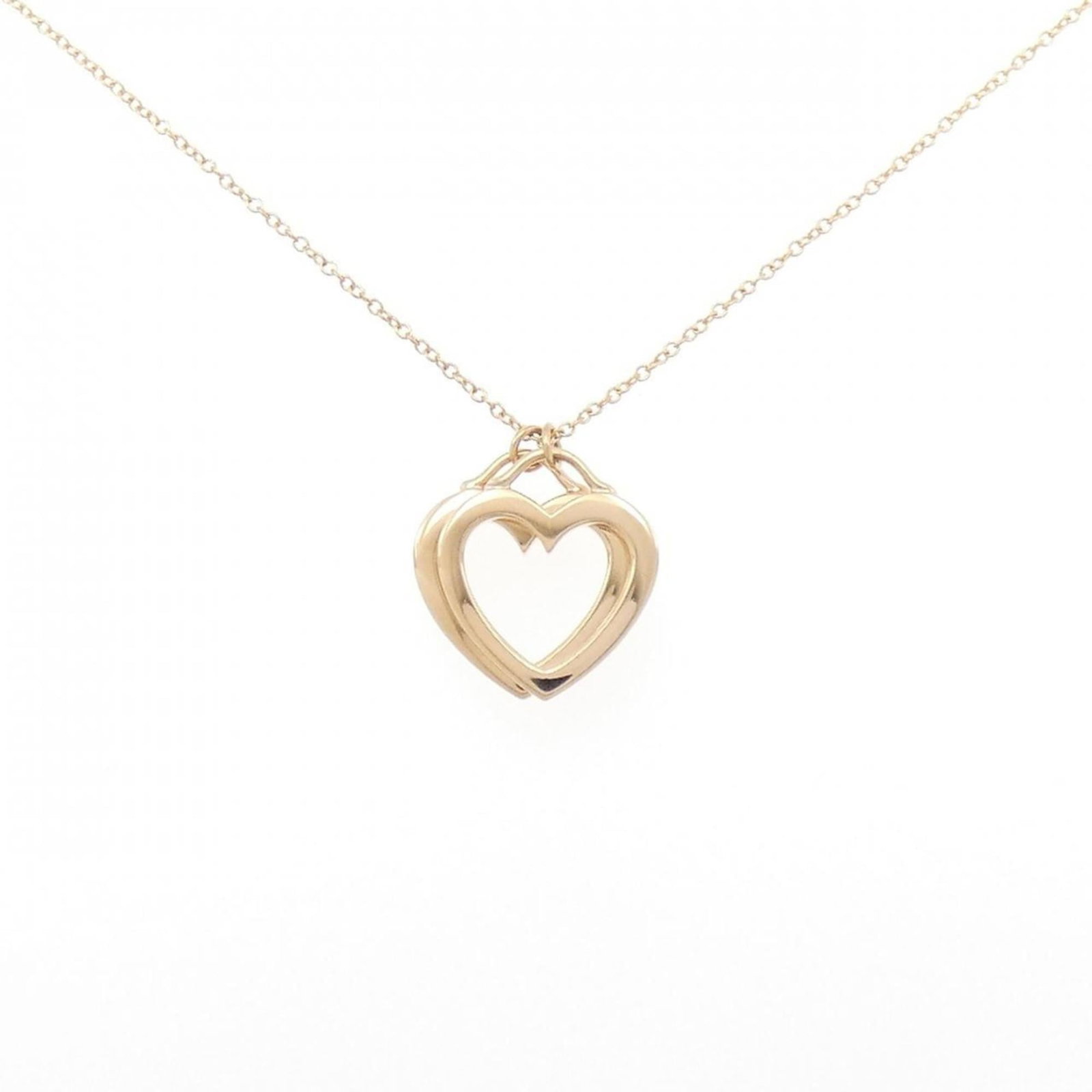 Sentimental Double Heart Necklace by Tiffany Co: Sentimental Double Heart Necklace by Tiffany Co Pink Gold (18K) double heart pendant, part of the iconic Tiffany Necklace collection, adds a touch of elegance to any outfit. The 41cm chain