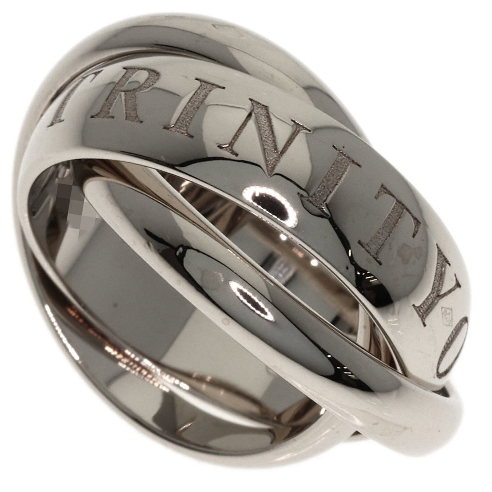 White Gold Cartier Band Ring 18K: White Gold Cartier Band Ring 18K 18K White Gold Cartier Band Ring for Women - A pre-owned, high-quality band ring featuring the iconic Cartier design. The ring boasts a sturdy construction and