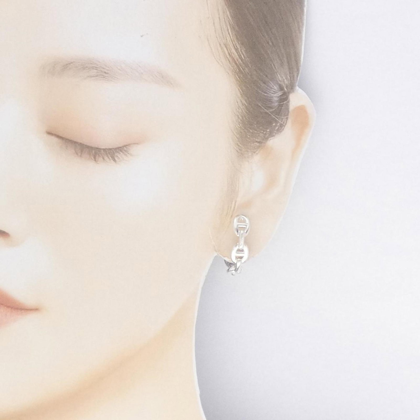 Hermes 925 Silver Earrings Stud - 4