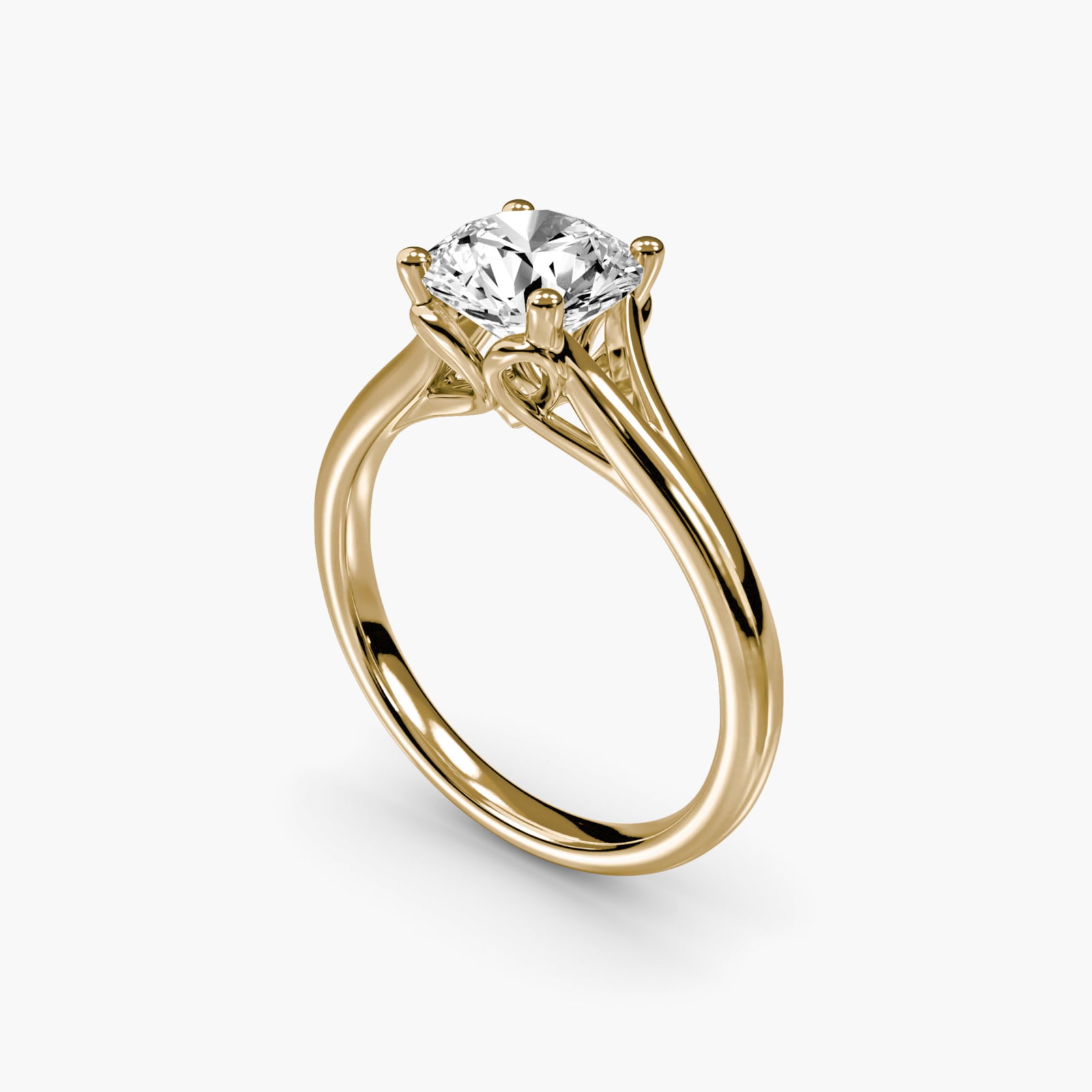 Solitaire Round 14Kt Yellow Gold Ring Setting - 5