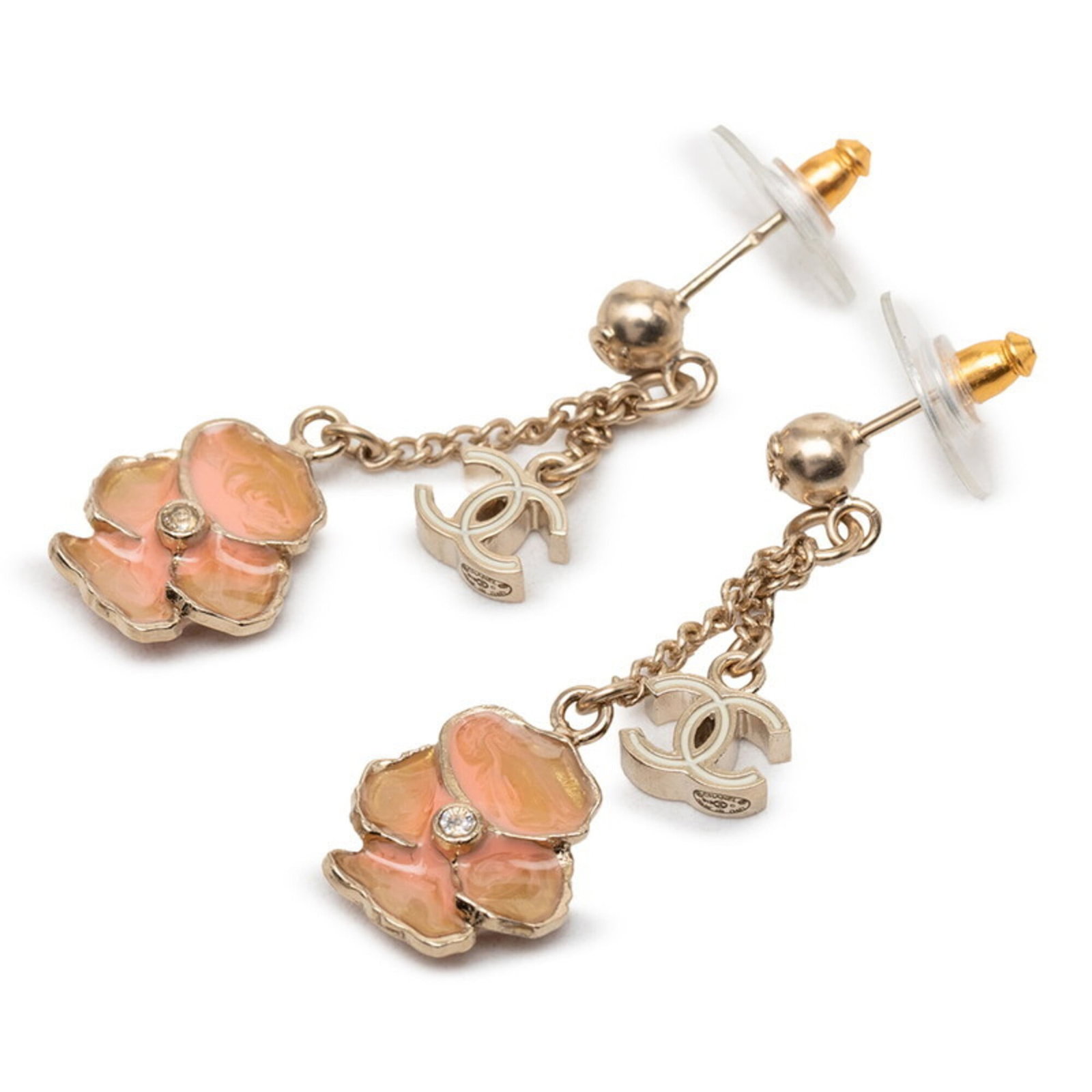 Chanel Drop Earrings Gold Plating: Chanel Drop Earrings Gold Plating Chanel Drop Earrings in Gold Plating - A stylish addition to any jewelry collection. The earrings feature gold plating, with a subtle orange tone, and are made from