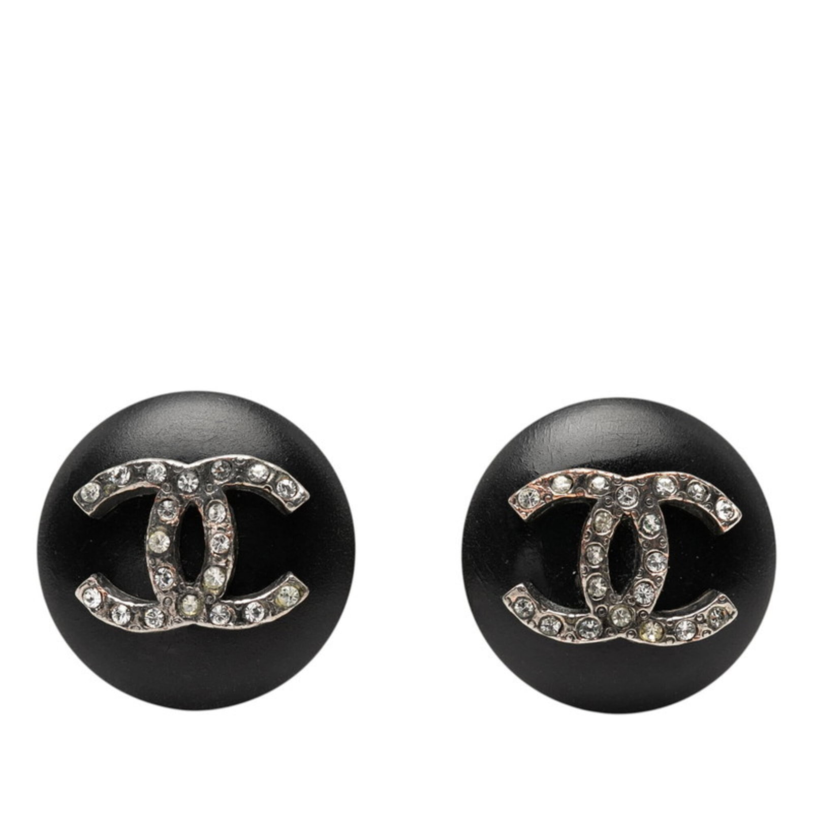 Chanel Clip Earrings Metal Plastic Rhinestone (1 of 3)