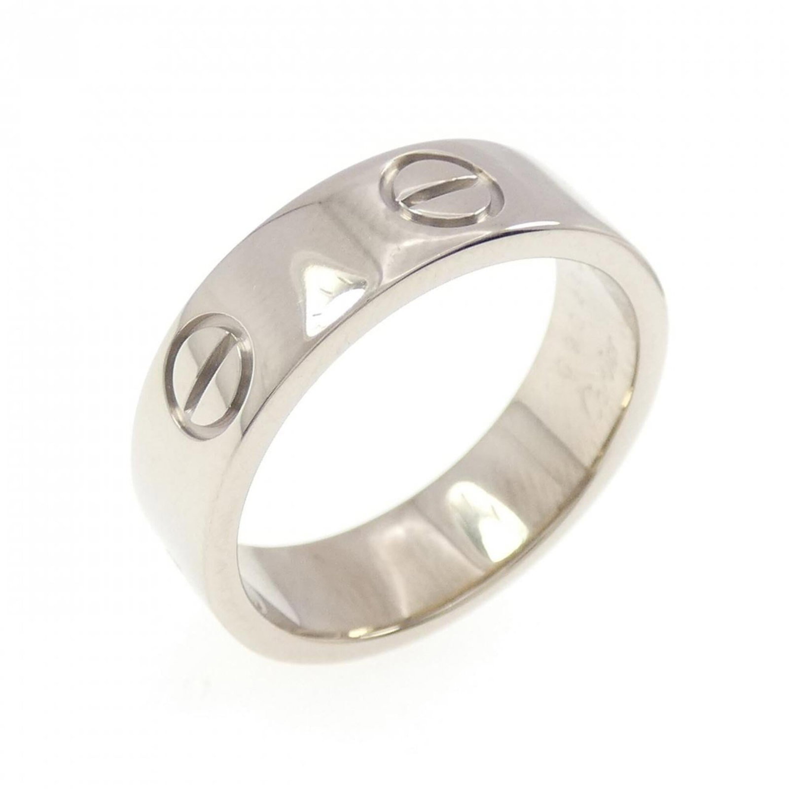 White Gold Cartier Band Ring 18K: White Gold Cartier Band Ring 18K 18K White Gold Cartier Band Ring in Excellent Condition. This stunning ring features a band crafted from high-quality white gold, with a few traces of usage visible