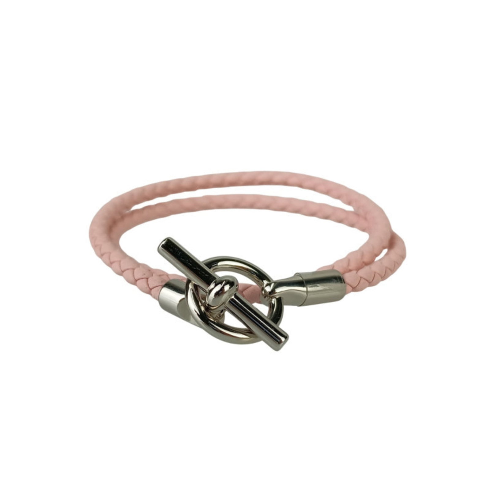 Hermes Charm Bracelet Leather: Hermes Charm Bracelet Leather Pink leather charm bracelet from Hermes, measuring 35.5cm in total length and featuring a like-new condition with hardly any traces of usage. This refurbished item