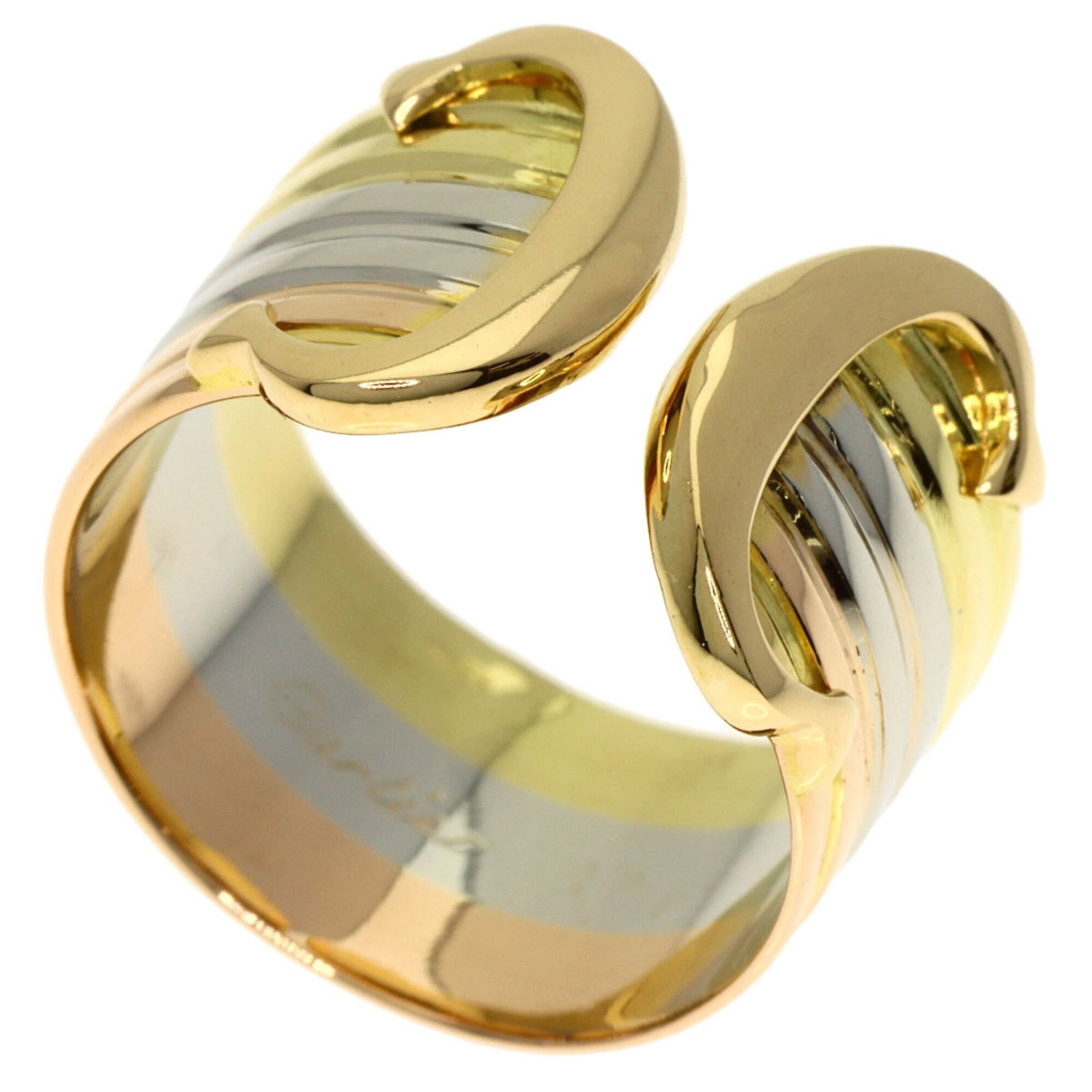 Cartier Pink 18k White 18k Yellow Gold Ring Band: Cartier Pink 18k White 18k Yellow Gold Ring Band Pink Gold (18K) and White Gold (18K) blend in this elegant Cartier ring band, featuring 18k Yellow Gold accents. A few traces of usage are visible,