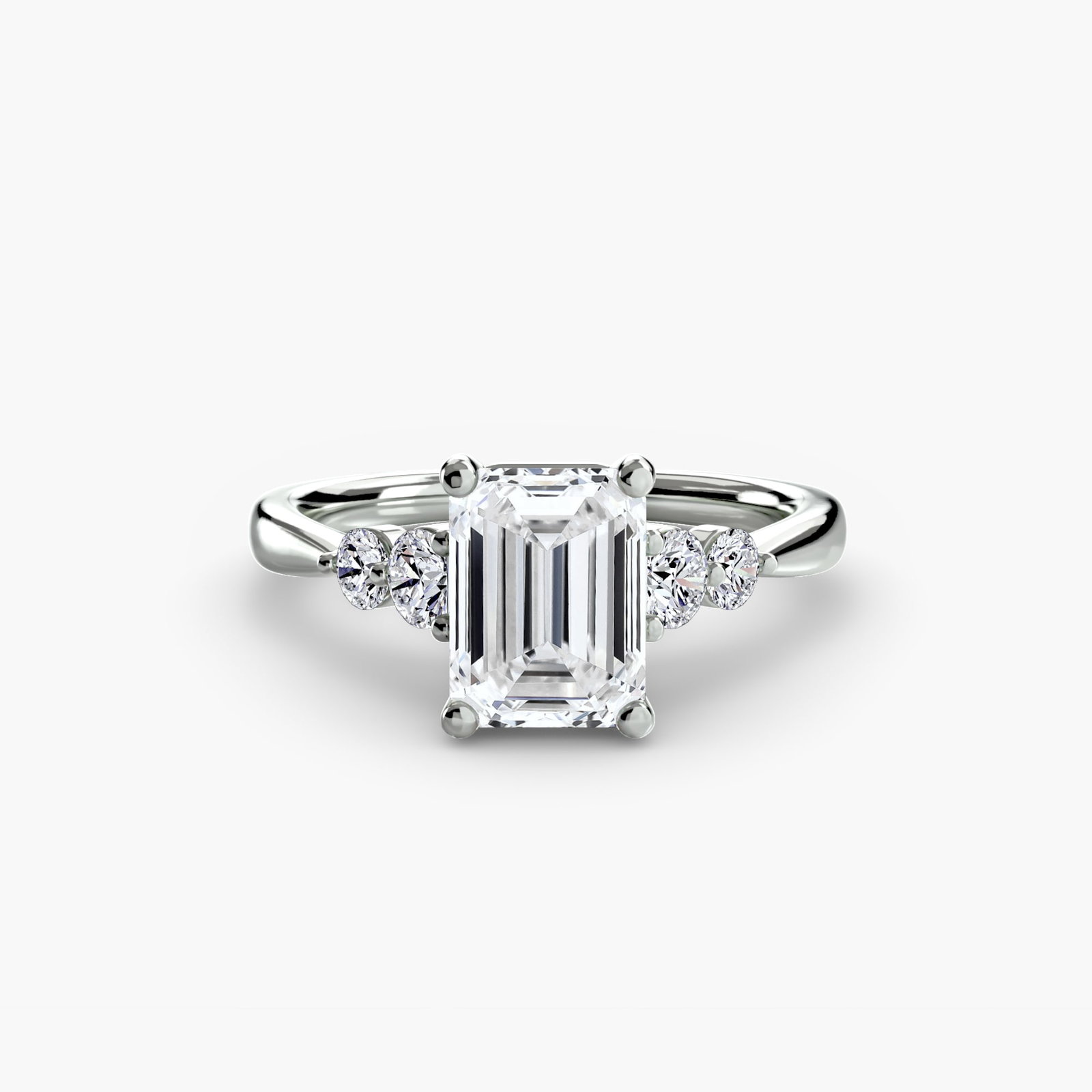 Solitaire Emerald 14Kt White Gold Ring Setting - 2