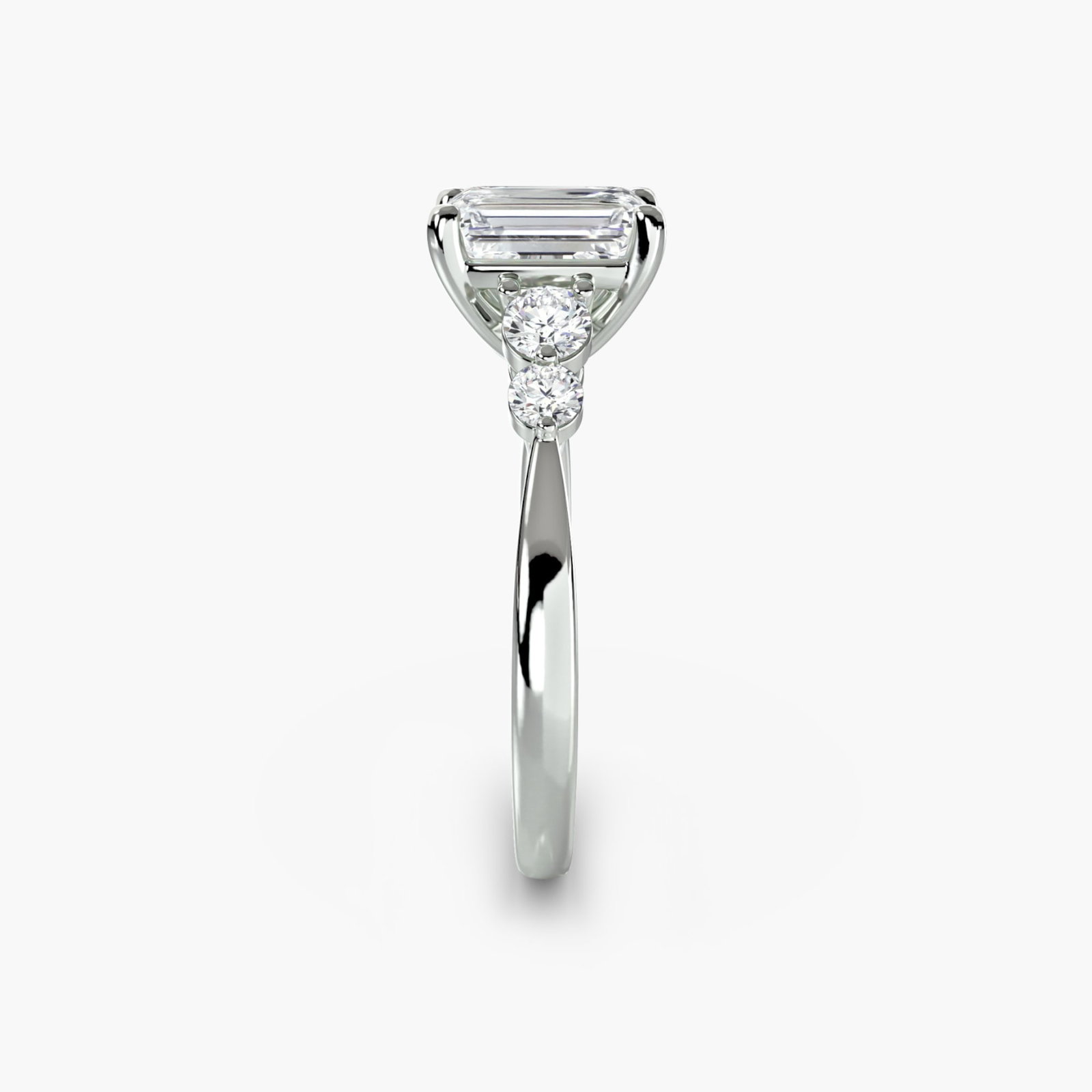 Solitaire Emerald 14Kt White Gold Ring Setting - 3