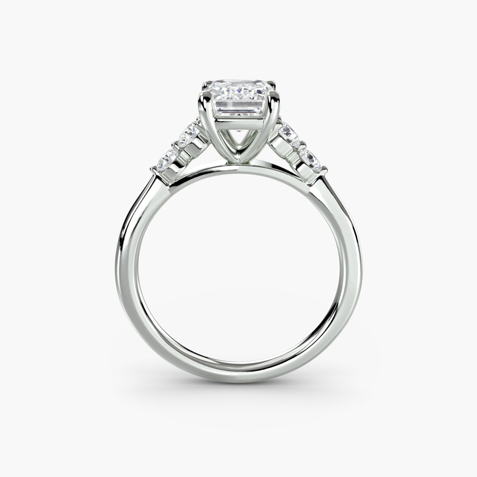 Solitaire Emerald 14Kt White Gold Ring Setting - 4