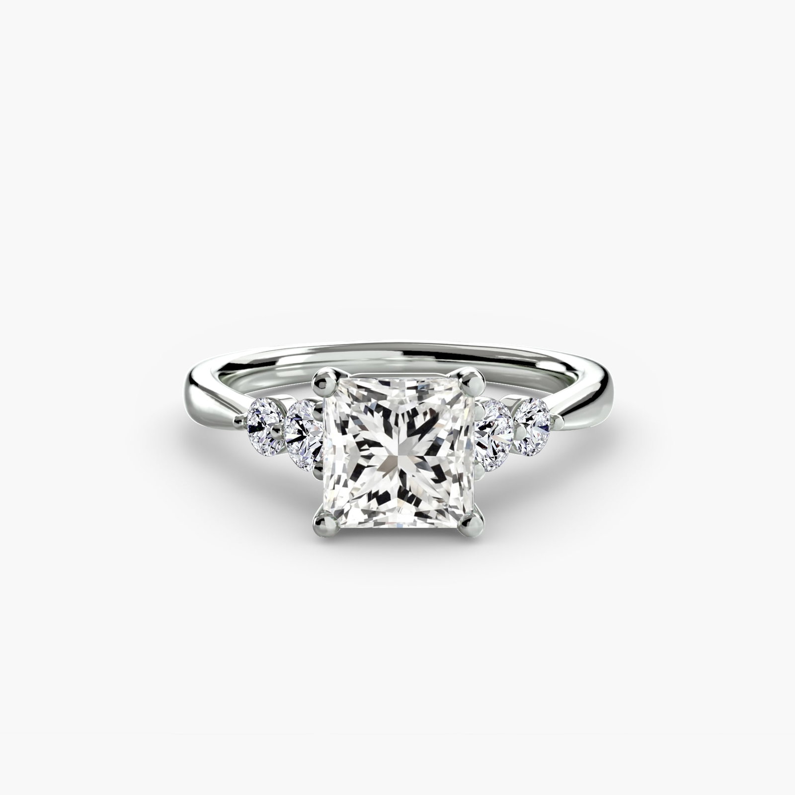 Solitaire Princess 18Kt White Gold Ring Setting - 2