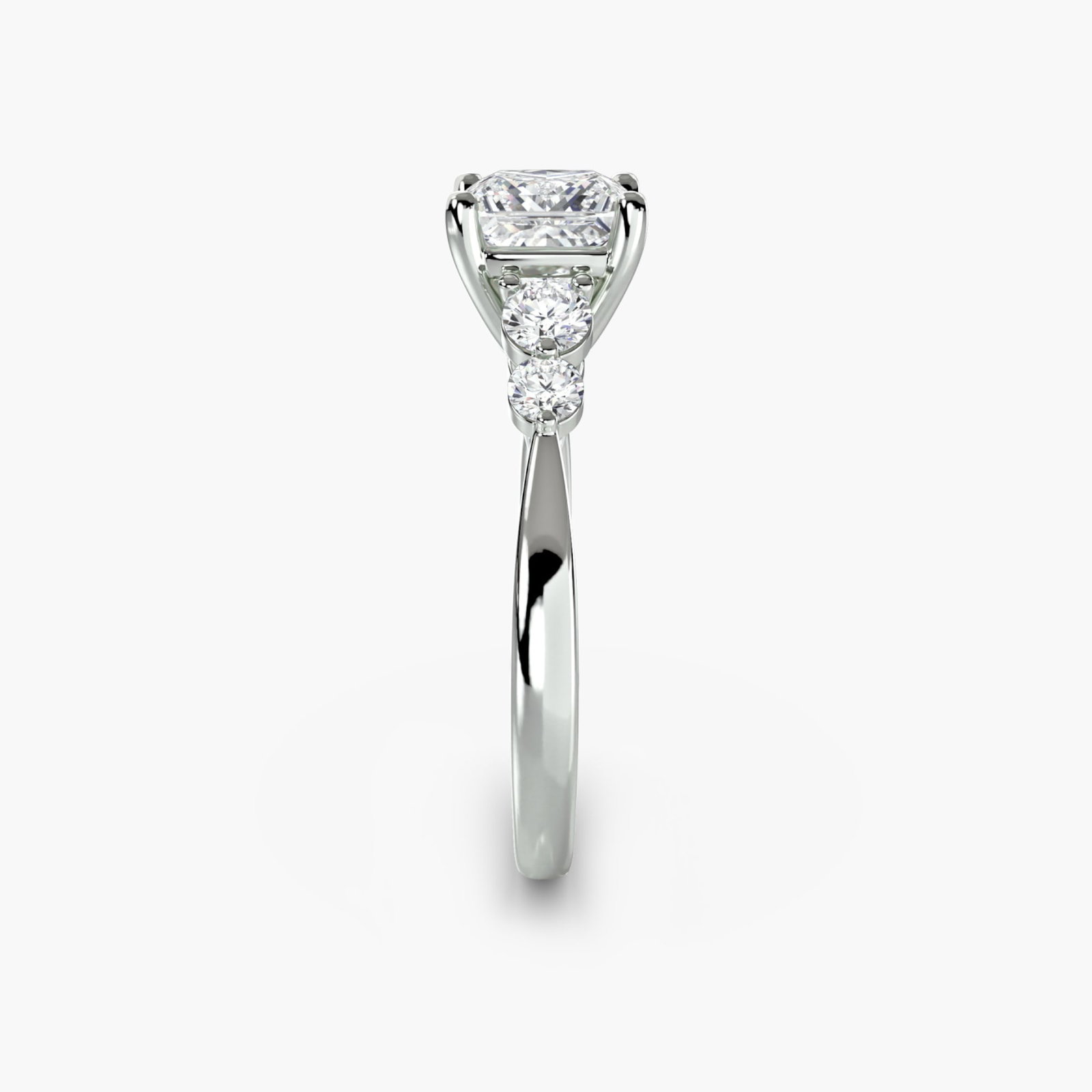 Solitaire Princess 18Kt White Gold Ring Setting - 3