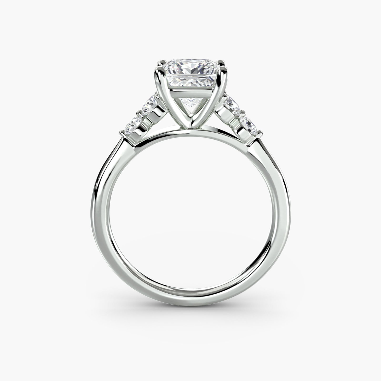 Solitaire Princess 18Kt White Gold Ring Setting - 4
