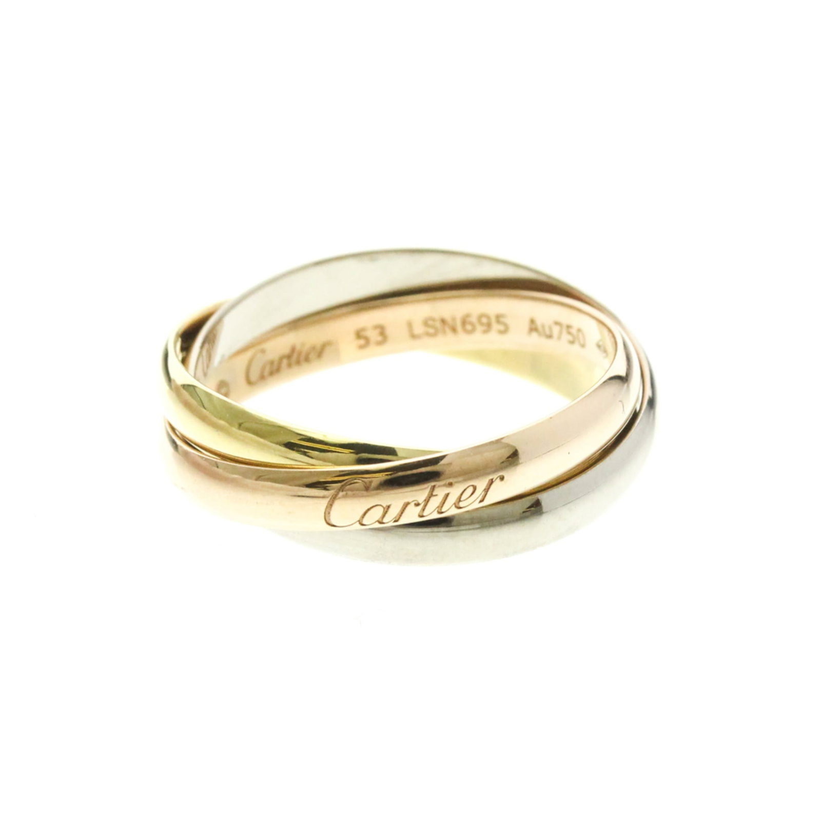 Cartier Pink 18k White 18k Yellow Gold Ring Band: Cartier Pink 18k White 18k Yellow Gold Ring Band Cartier Pink 18k White 18k Yellow Gold Ring Band features a unique combination of pink, white, and yellow gold in an elegant band design. Made from hig