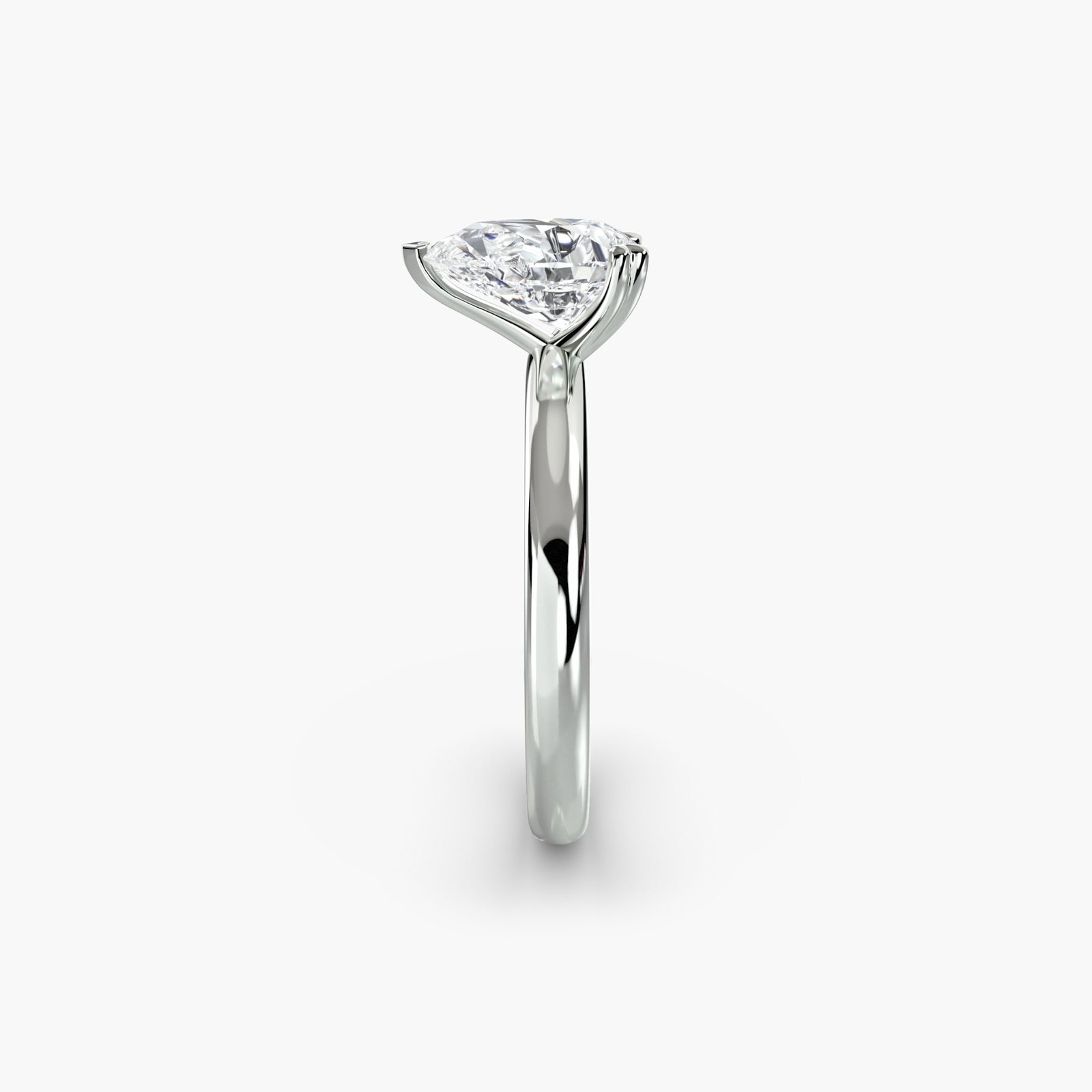 Solitaire Pear 14Kt White Gold Ring Setting - 3