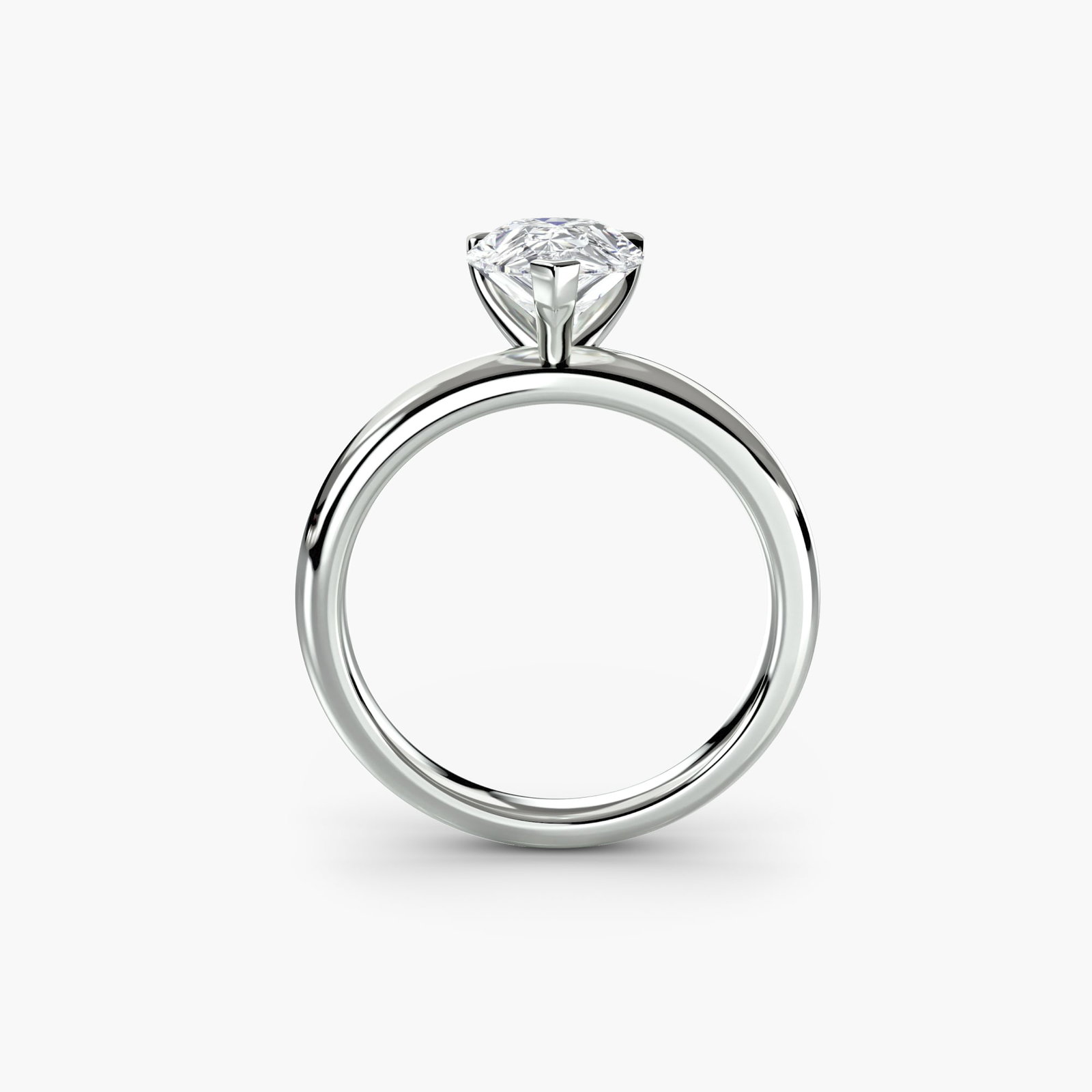 Solitaire Pear 14Kt White Gold Ring Setting - 4