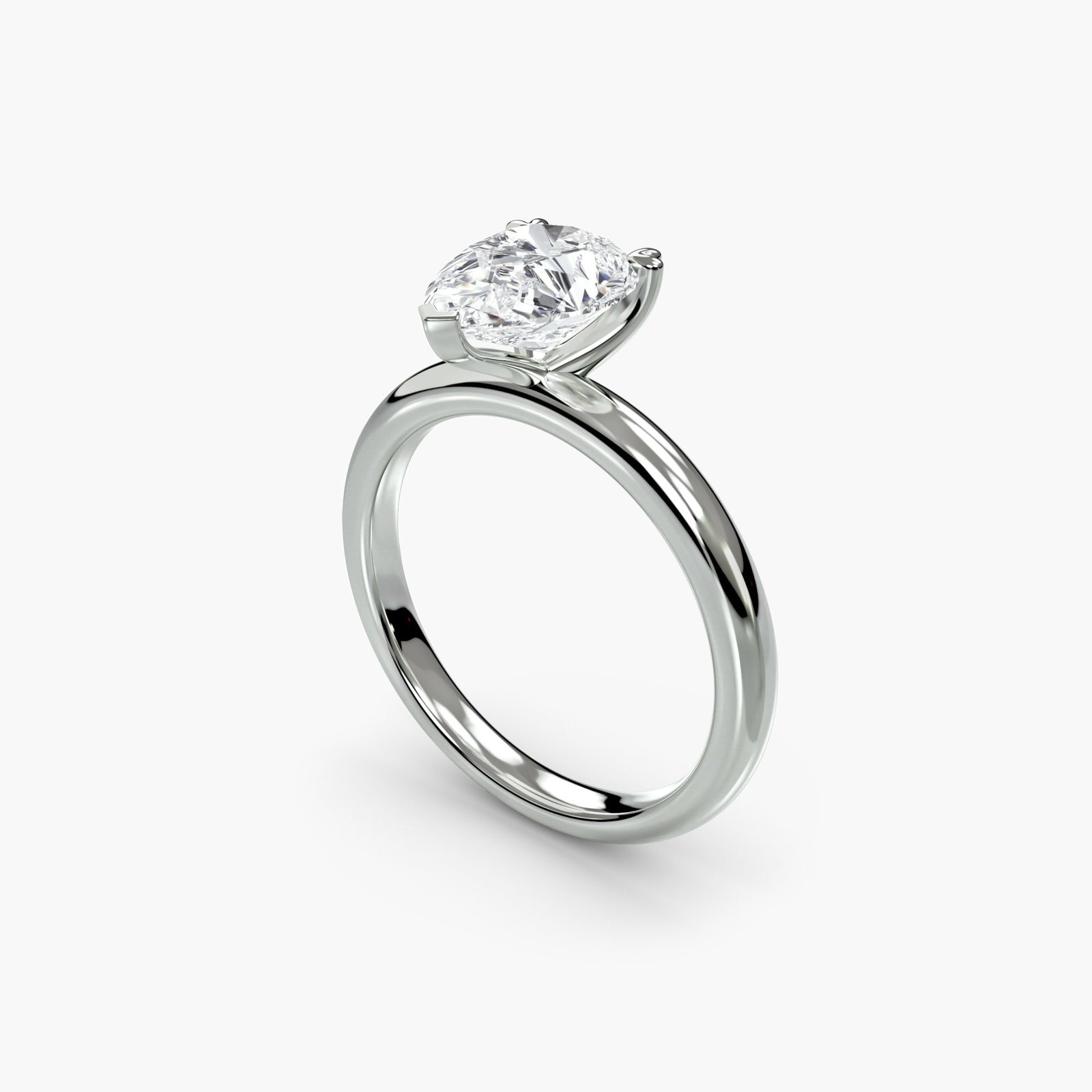 Solitaire Pear 14Kt White Gold Ring Setting - 5