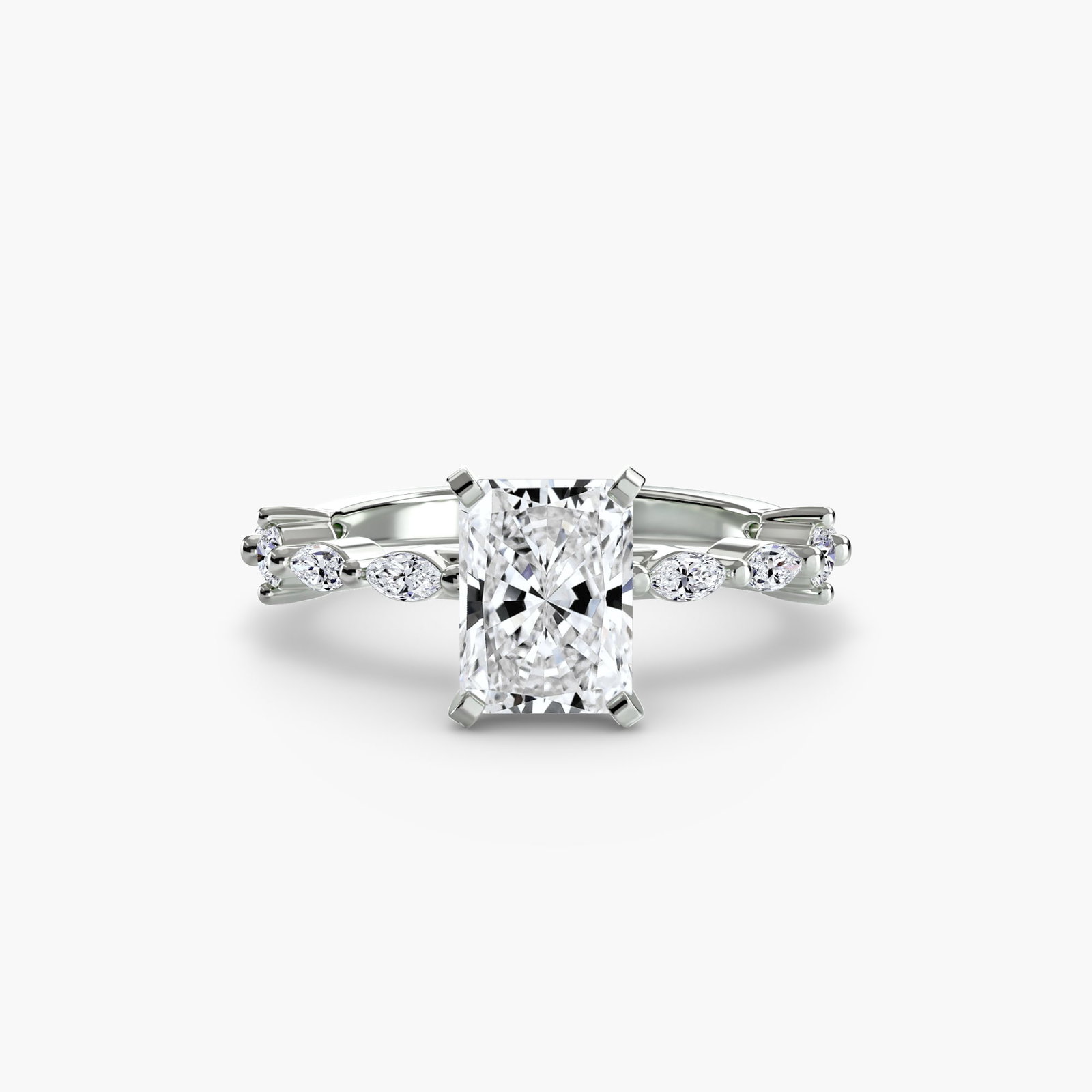 Pave Radiant 950 Platinum Ring Setting - 2