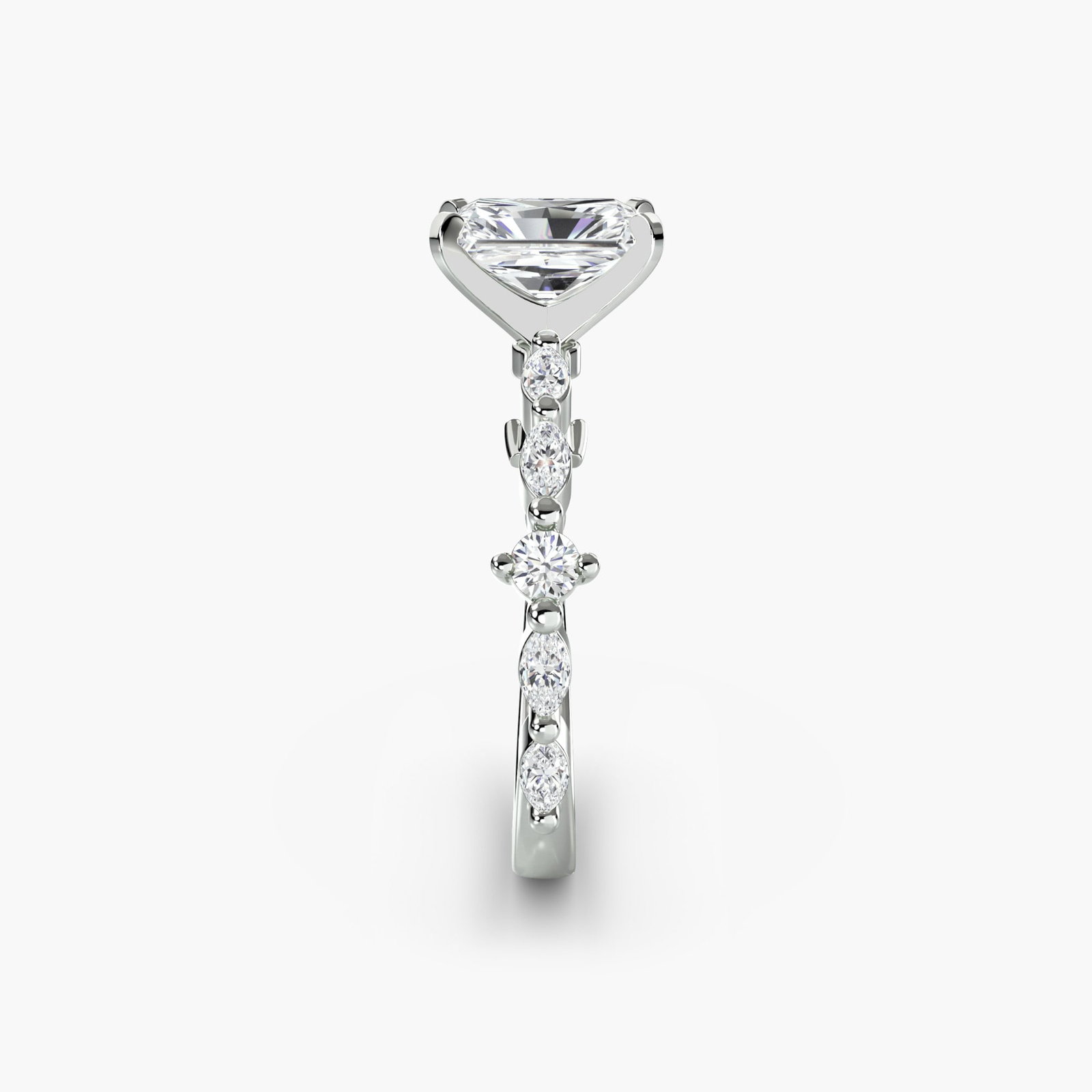 Pave Radiant 950 Platinum Ring Setting - 3