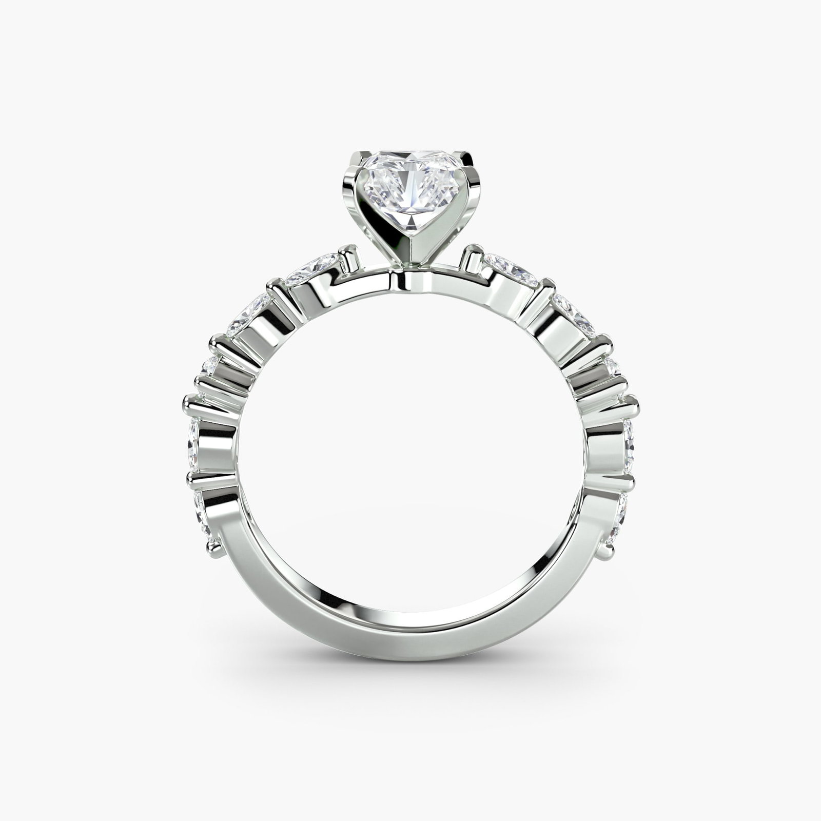 Pave Radiant 950 Platinum Ring Setting - 4