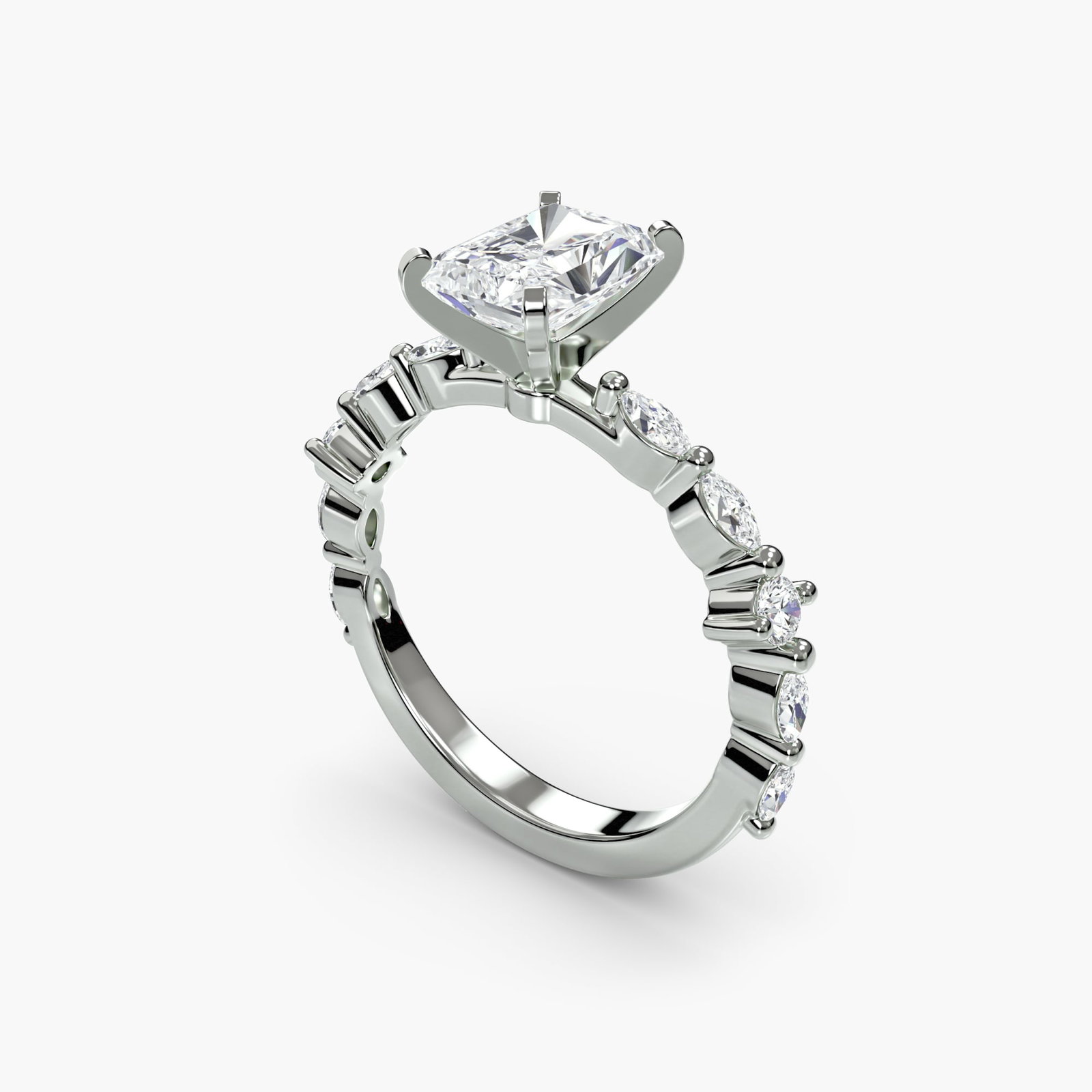 Pave Radiant 950 Platinum Ring Setting - 5