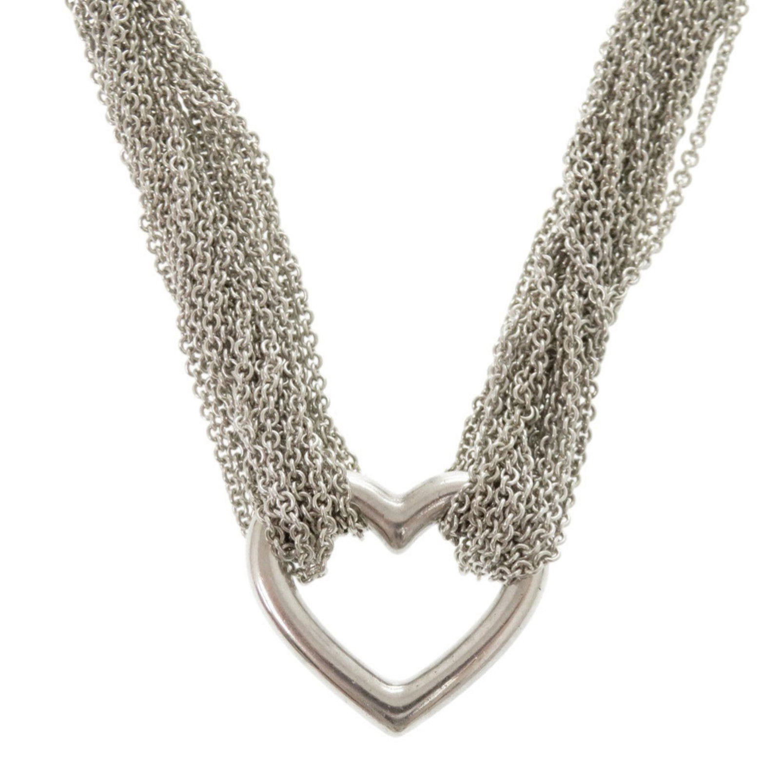 Tiffany & Co. Open Heart Toggle Necklace In Sterling Silver (0275) (1 of 8)