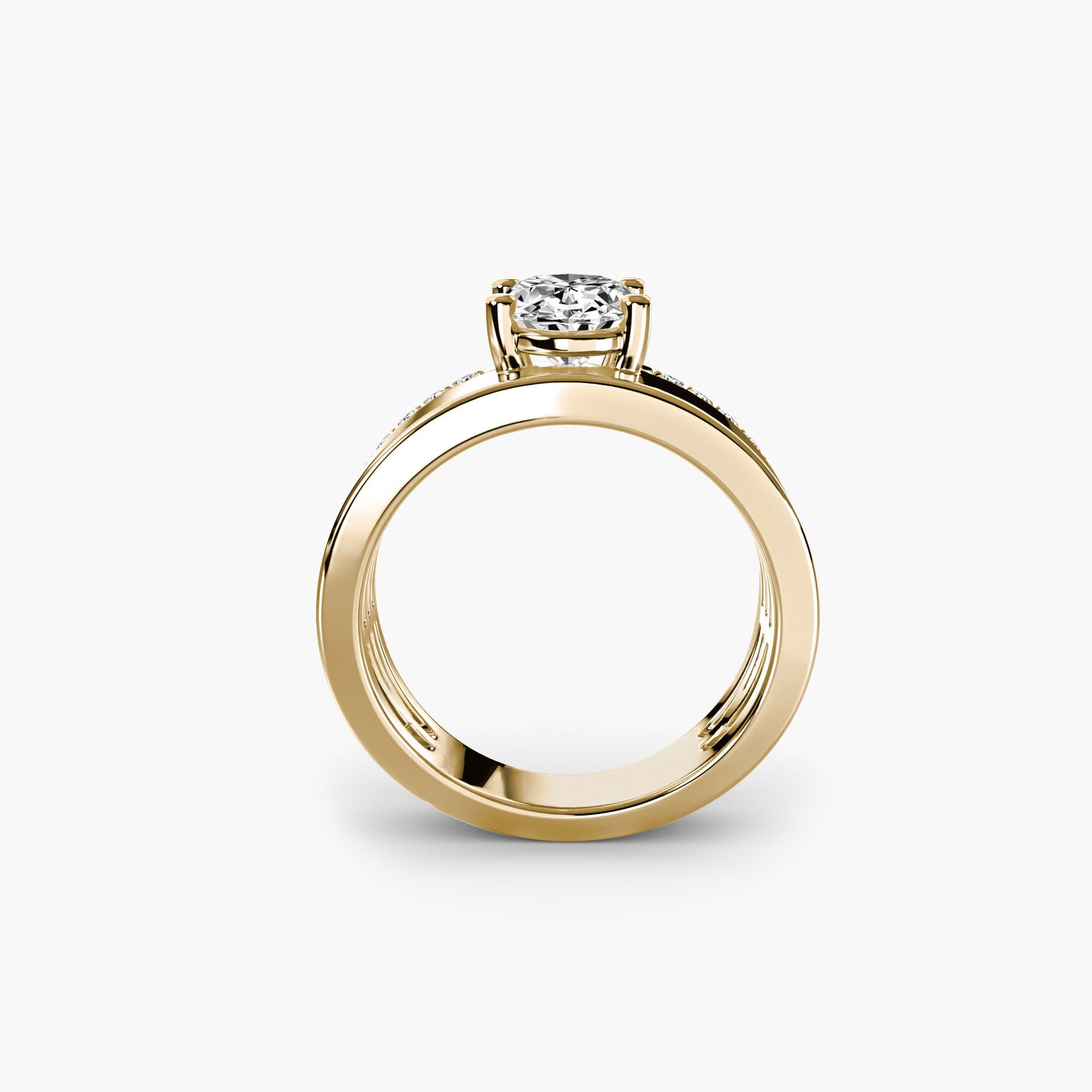 Vintage Oval 18Kt Yellow Gold Ring Setting: Vintage Oval 18Kt Yellow Gold Ring Setting 18Kt Yellow Gold Oval Ring Setting. This vintage oval ring setting boasts 16 side stones totaling 0.13 carats, showcasing a delicate balance of elegance and 