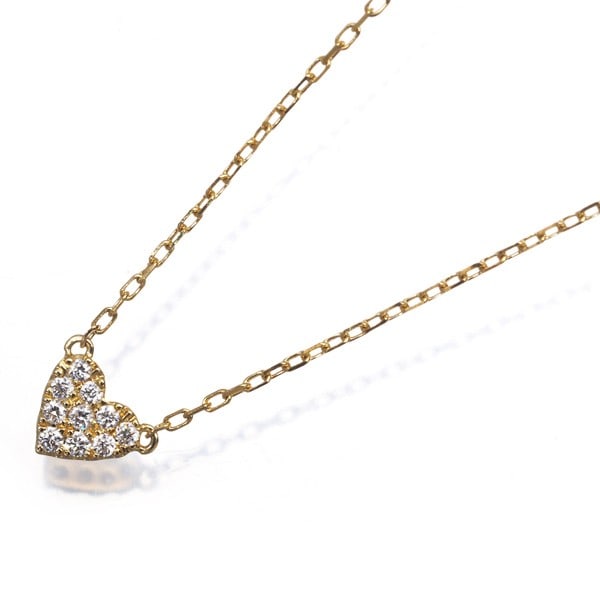 Ahkah Necklace Diamond 0.05Ct Heart Pave 18K 750 Yellow Gold: Ahkah Necklace Diamond 0.05Ct Heart Pave 18K 750 Yellow Gold This 18k yellow gold heart-shaped pendant features a natural diamond pave setting, creating a delicate and elegant design. The 0.05ct diamo