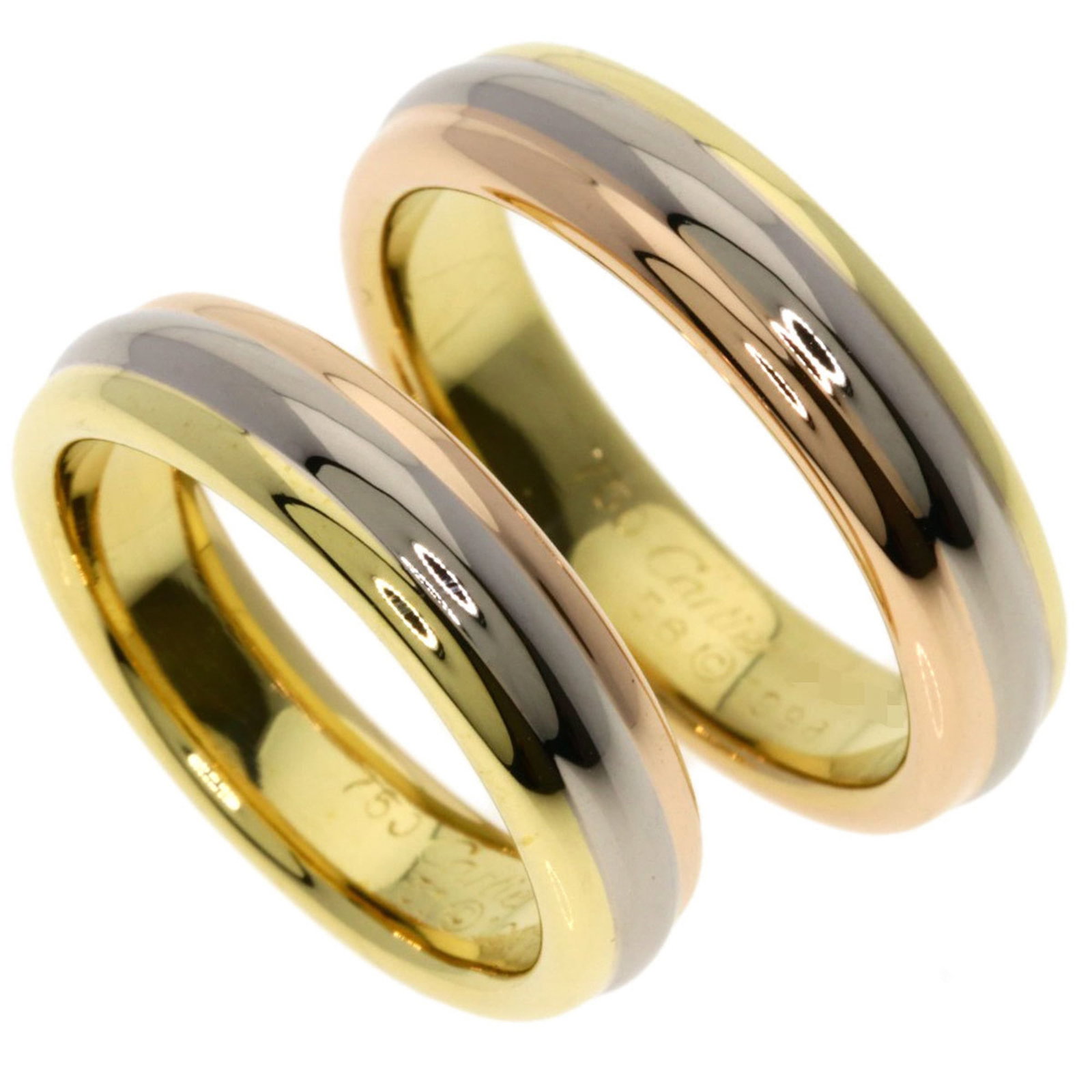 Cartier Pink 18k White 18k Yellow Gold Ring Band: Cartier Pink 18k White 18k Yellow Gold Ring Band Pink Gold (18K) and White Gold (18K) meet in perfect harmony, creating a striking Cartier band ring. The 18k Yellow Gold accents add a touch of warmth