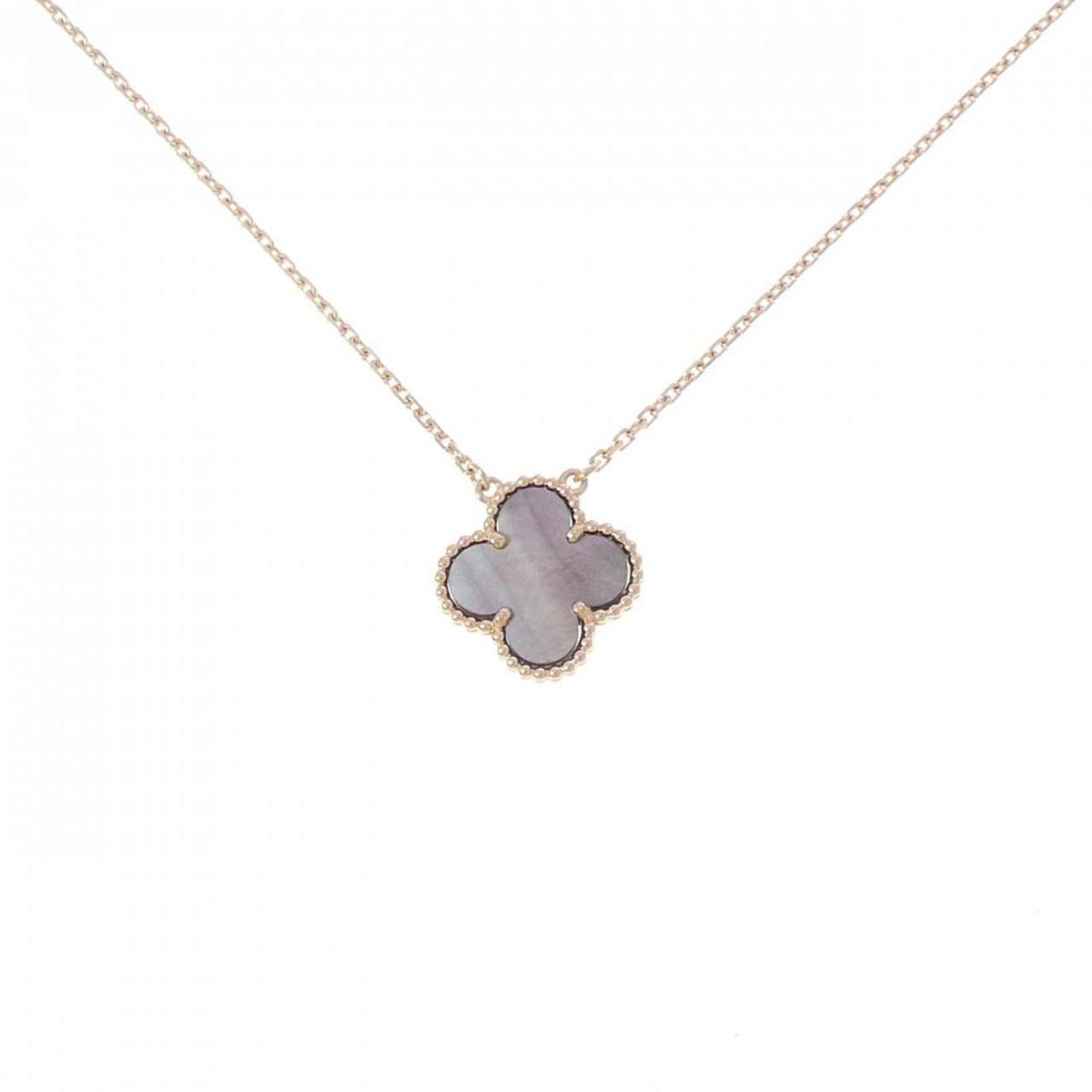 Vintage Alhambra Van Cleef Necklace: Vintage Alhambra Van Cleef Necklace Pink Gold (18K) Alhambra Van Cleef & Arpels Necklace. This vintage necklace features the iconic Alhambra motif, a signature design element of the brand, set in pink