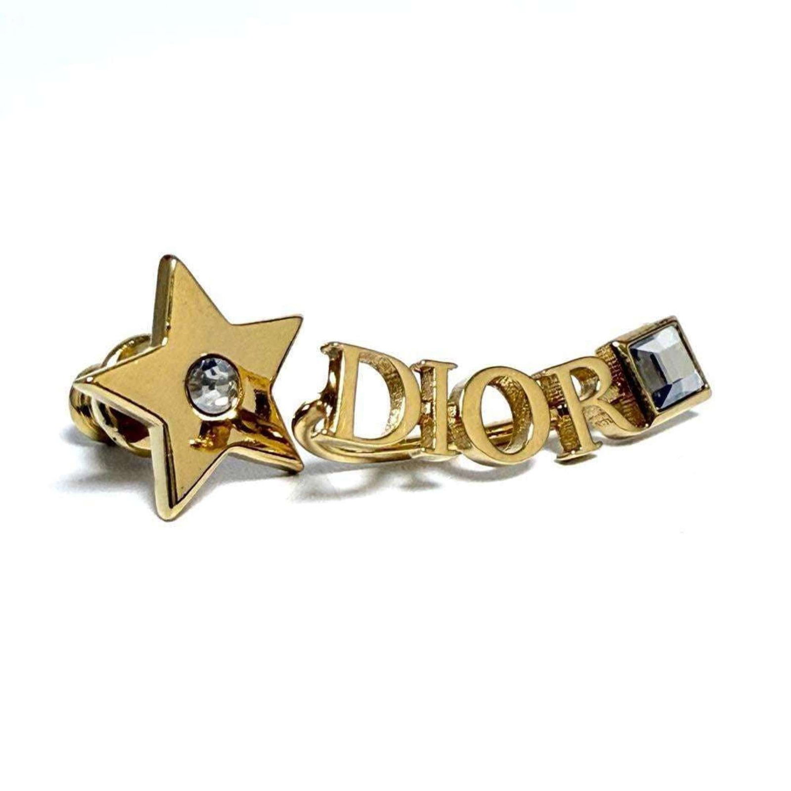 Metal Stud Dior Earrings Rhinestone Christian: Metal Stud Dior Earrings Rhinestone Christian Metal stud earrings with rhinestones from Christian Dior, bearing a signature. Made from metal and featuring rhinestone accents, these earrings are in min