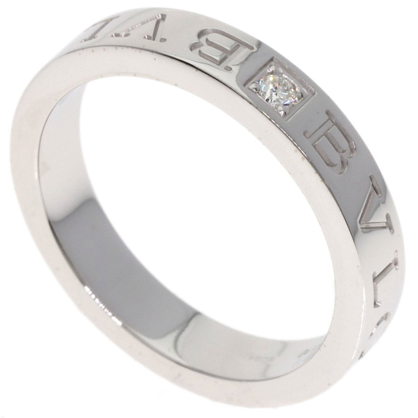 Bvlgari Band Ring White Gold (18K): Bvlgari Band Ring White Gold (18K) Bvlgari Band Ring White Gold (18K) features a sleek design with diamond accents, set in high-quality white gold. The ring has been well-cared for and shows only mino