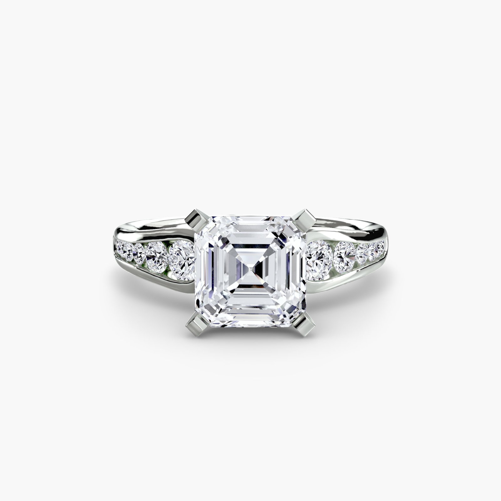 Pave Asscher 950 Platinum Ring Setting - 2