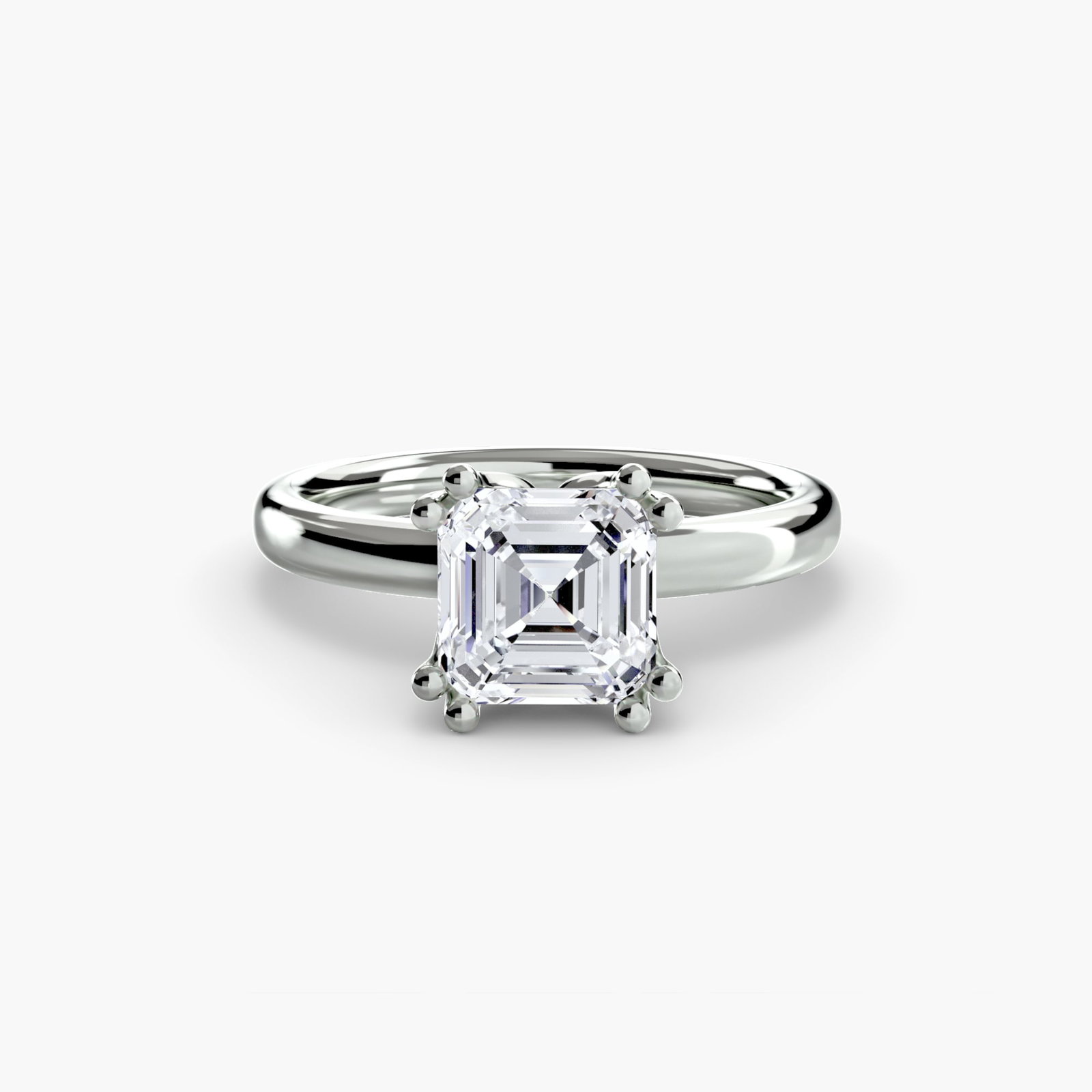 Solitaire Asscher 18Kt White Gold Ring Setting - 2