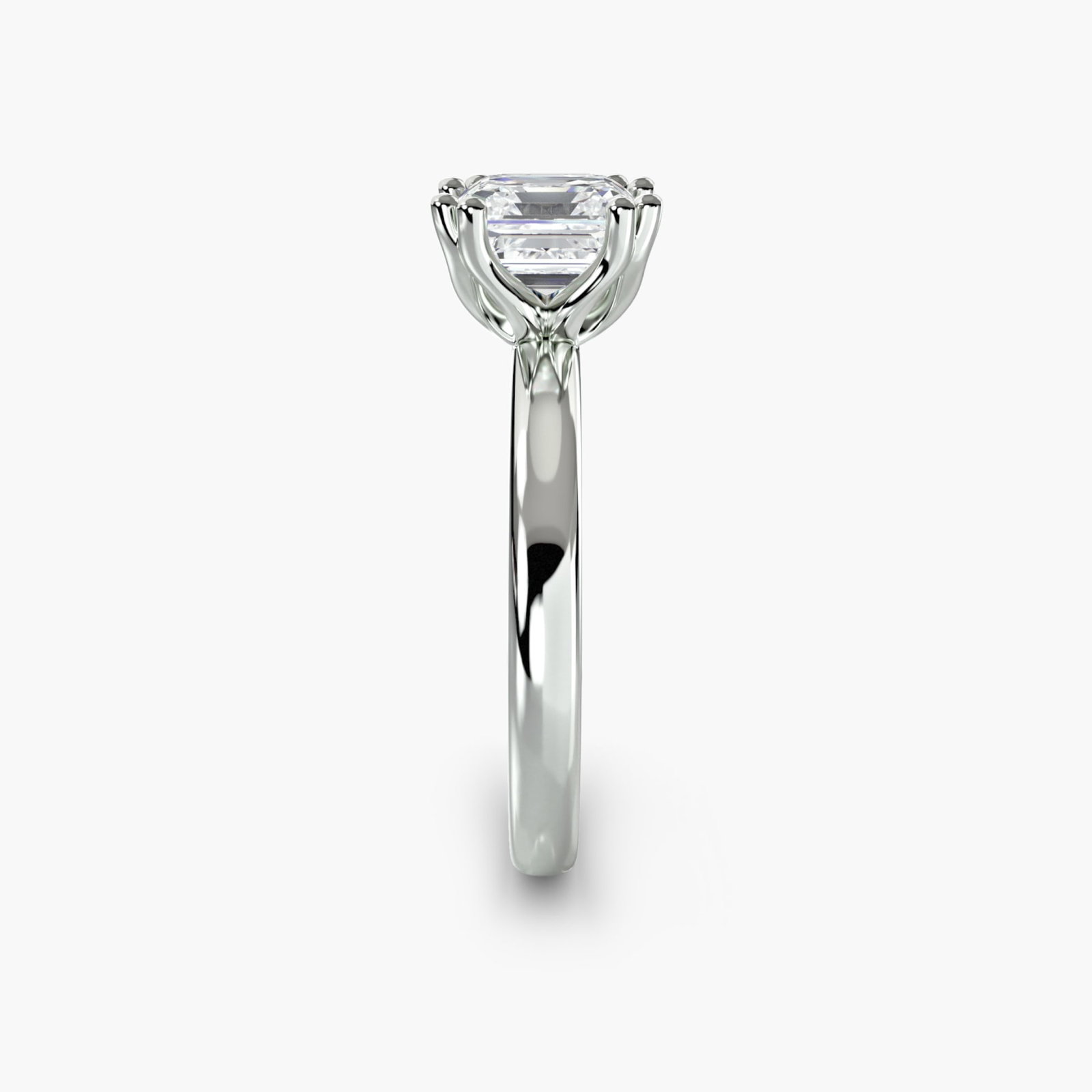 Solitaire Asscher 18Kt White Gold Ring Setting - 3