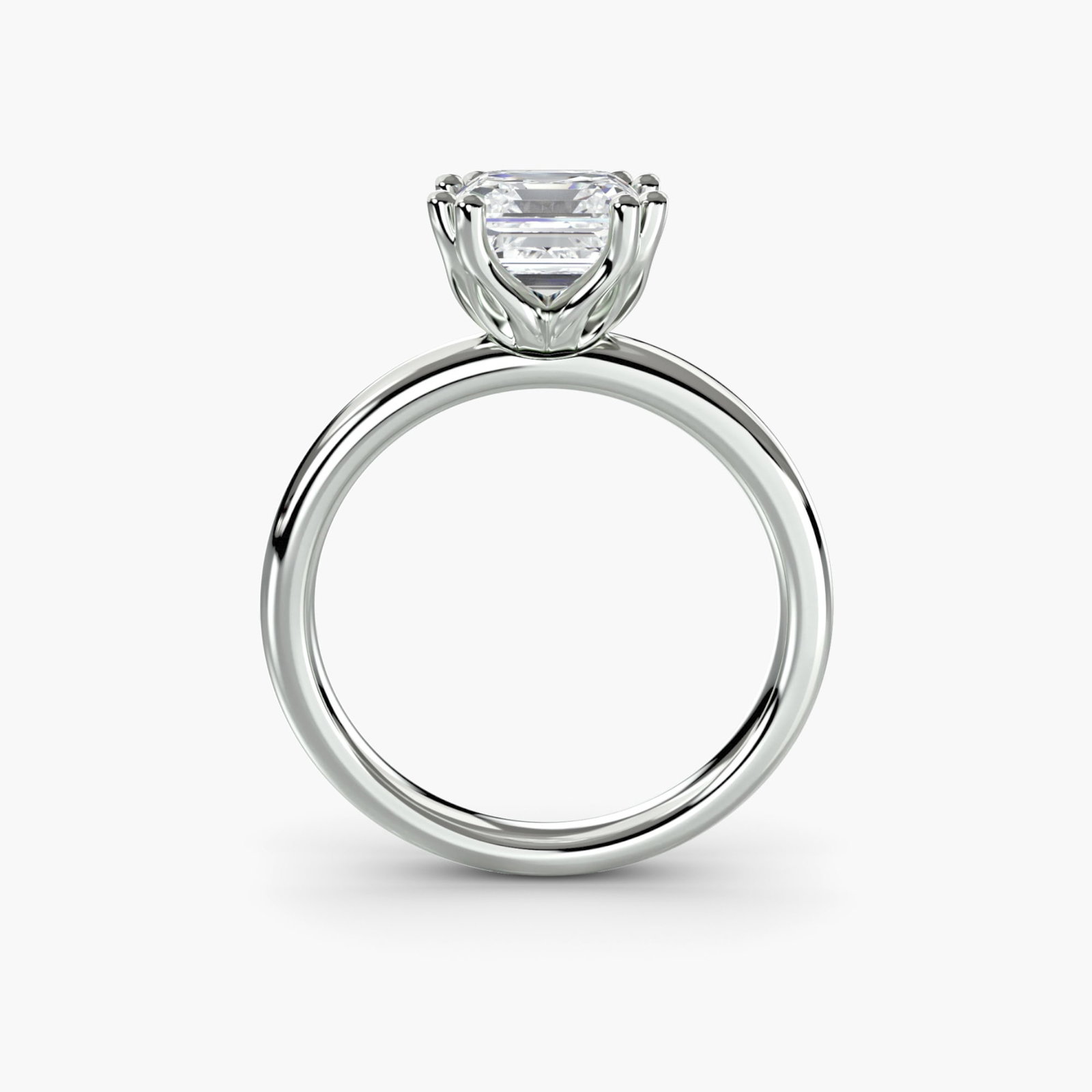 Solitaire Asscher 18Kt White Gold Ring Setting - 4