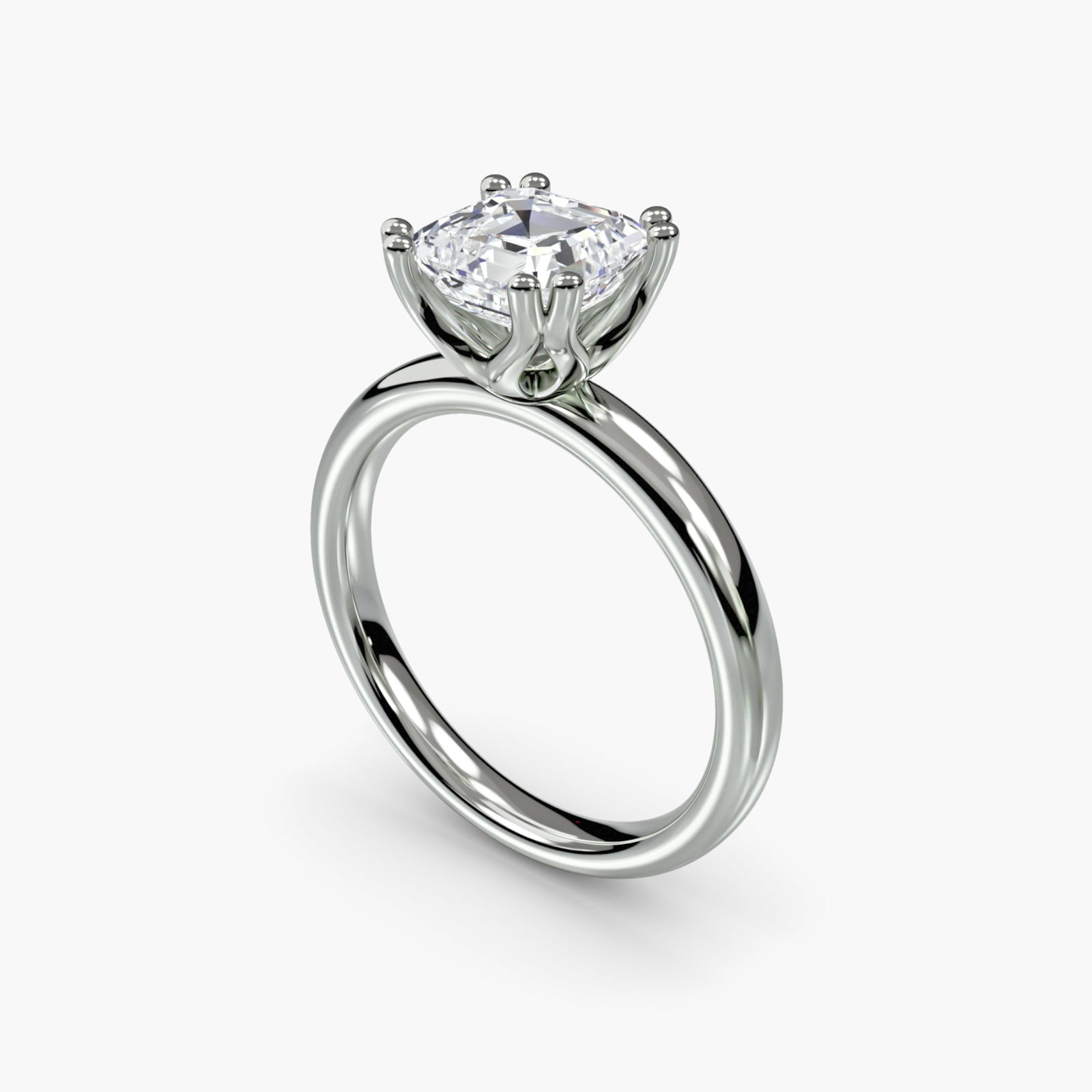Solitaire Asscher 18Kt White Gold Ring Setting - 5