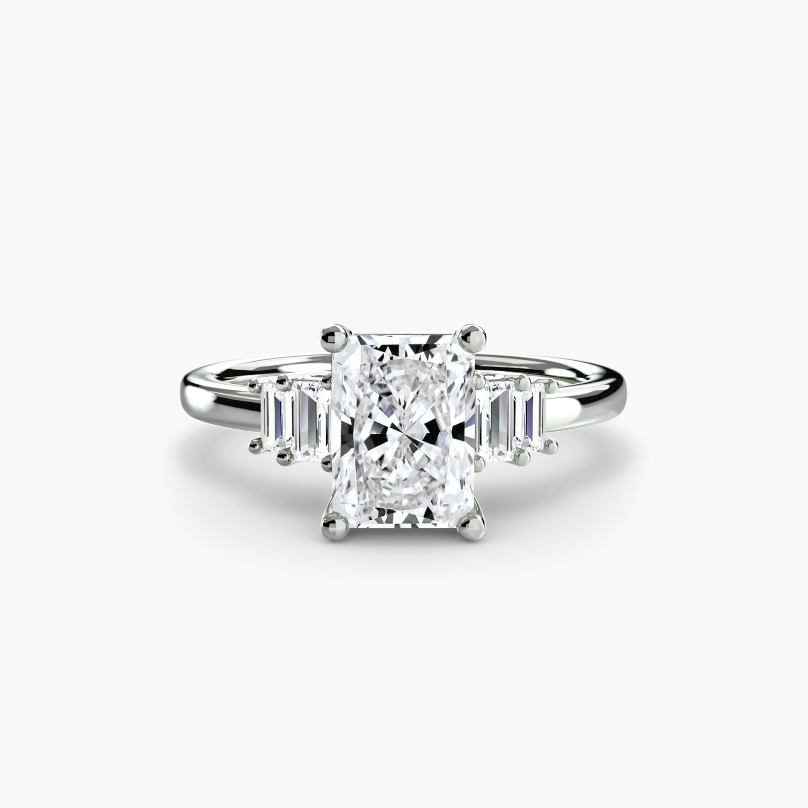 Solitaire Radiant 950 Platinum Ring Setting - 2