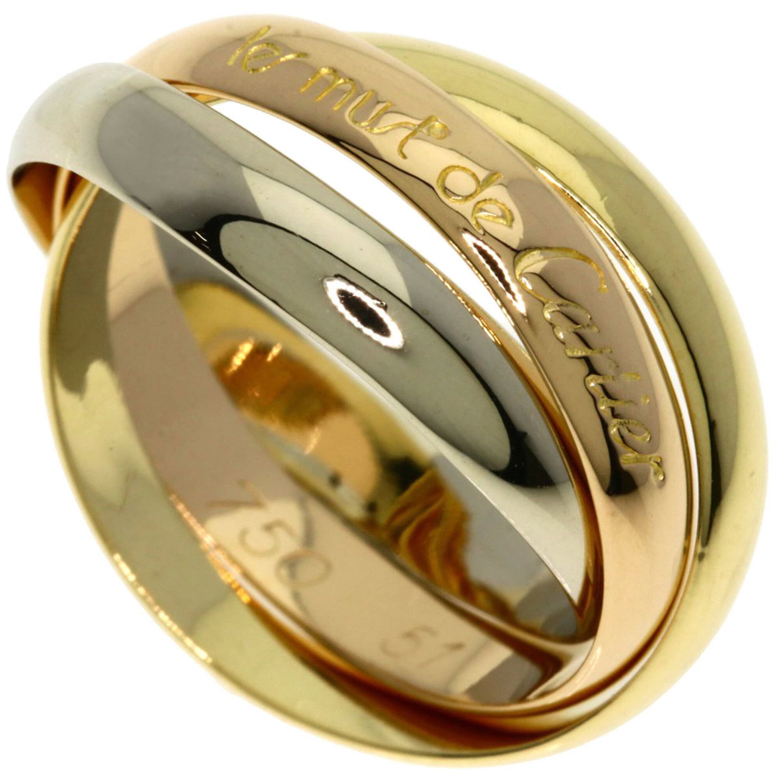 Cartier Pink 18k White 18k Yellow Gold Ring Band: Cartier Pink 18k White 18k Yellow Gold Ring Band Pink Gold (18K) and White Gold (18K) meet in perfect harmony, creating a striking Cartier band ring. The 18k Yellow Gold accents add a touch of warmth 
