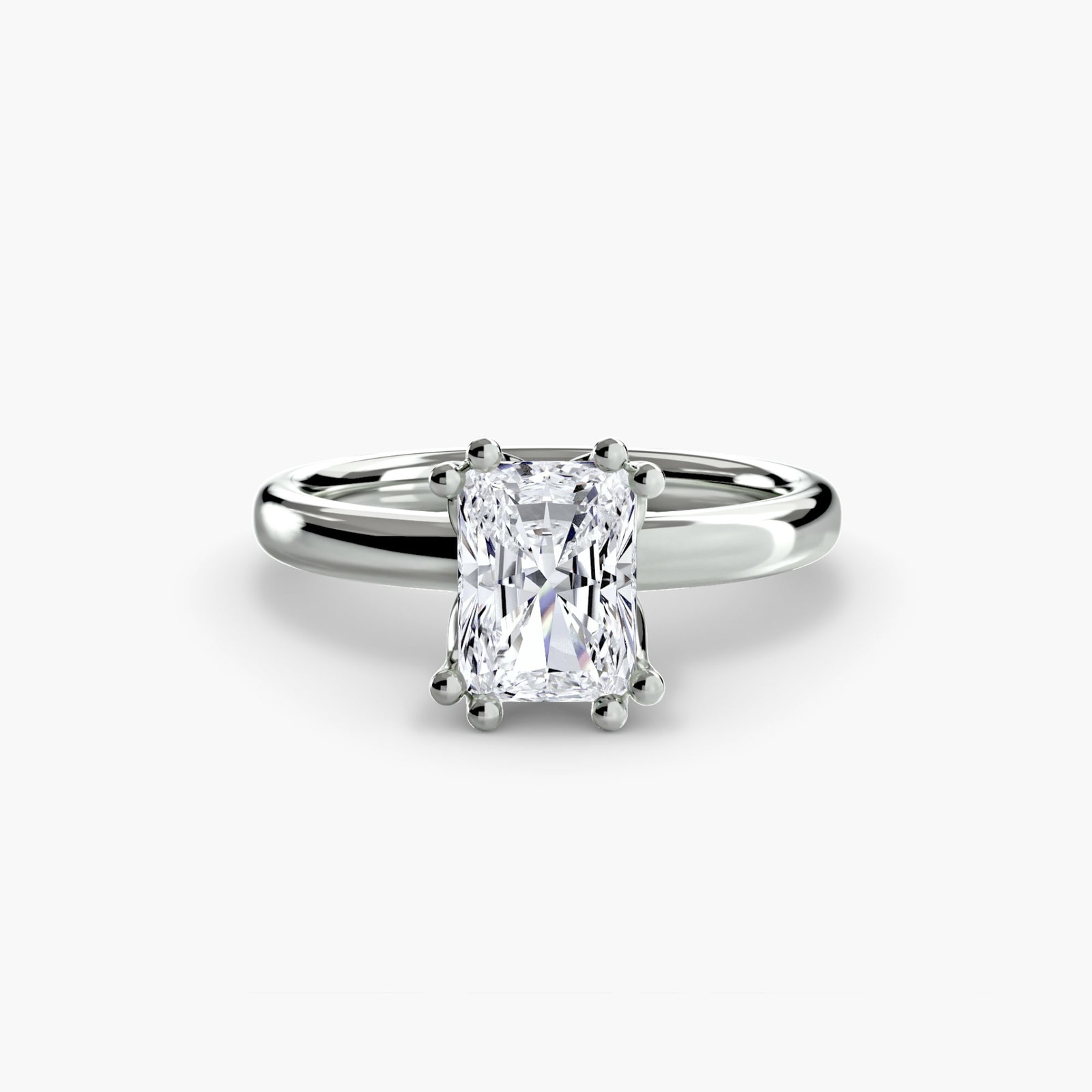 Solitaire Radiant 18Kt White Gold Ring Setting - 2