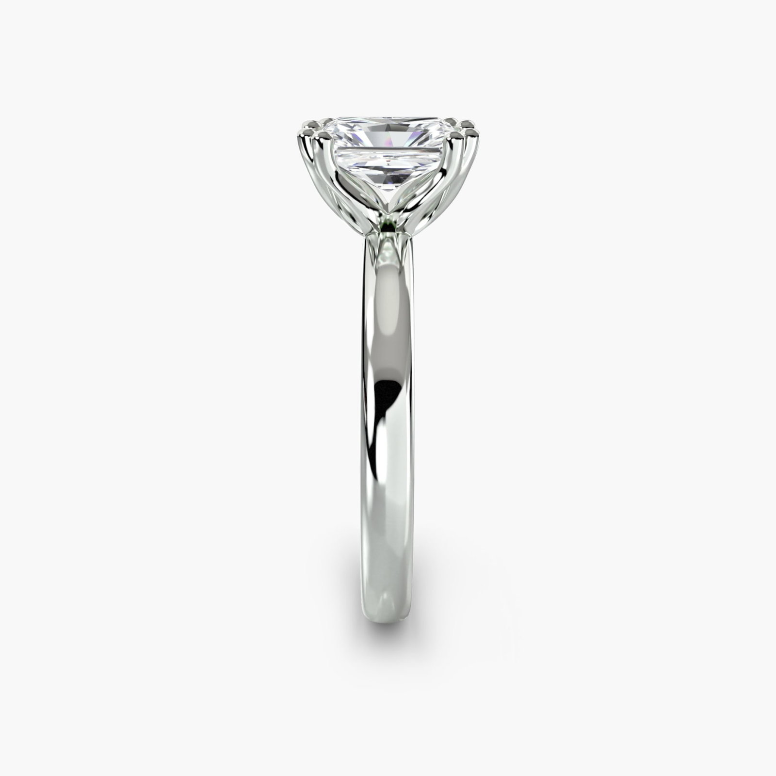 Solitaire Radiant 18Kt White Gold Ring Setting - 3