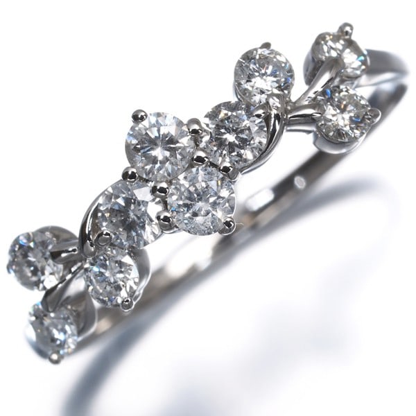 Diamond 0.50Ct Leaf Ring 900 Platinum - 2