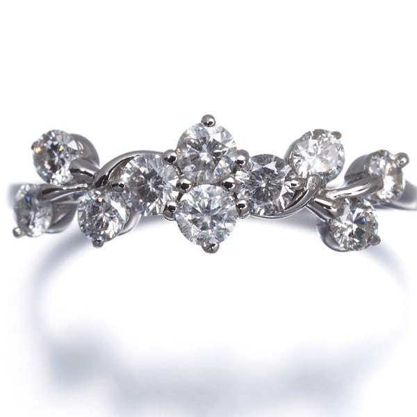 Diamond 0.50Ct Leaf Ring 900 Platinum - 3