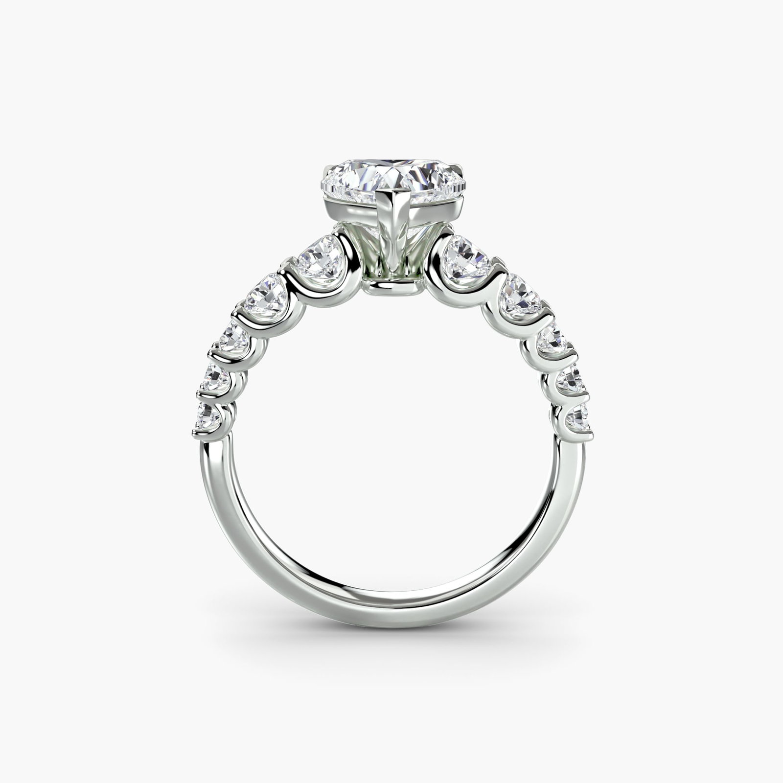 Side Stone Heart 950 Platinum Ring Setting (1 of 5)