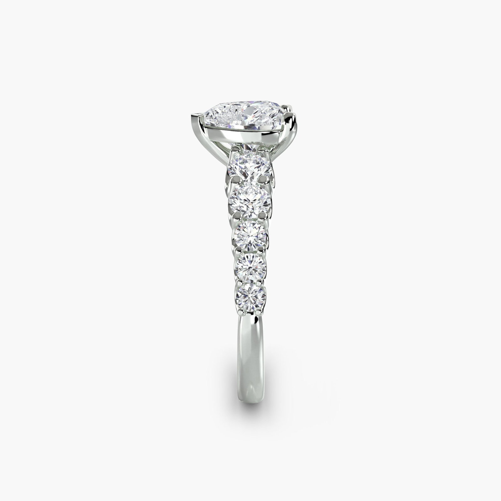 Side Stone Heart 950 Platinum Ring Setting - 3