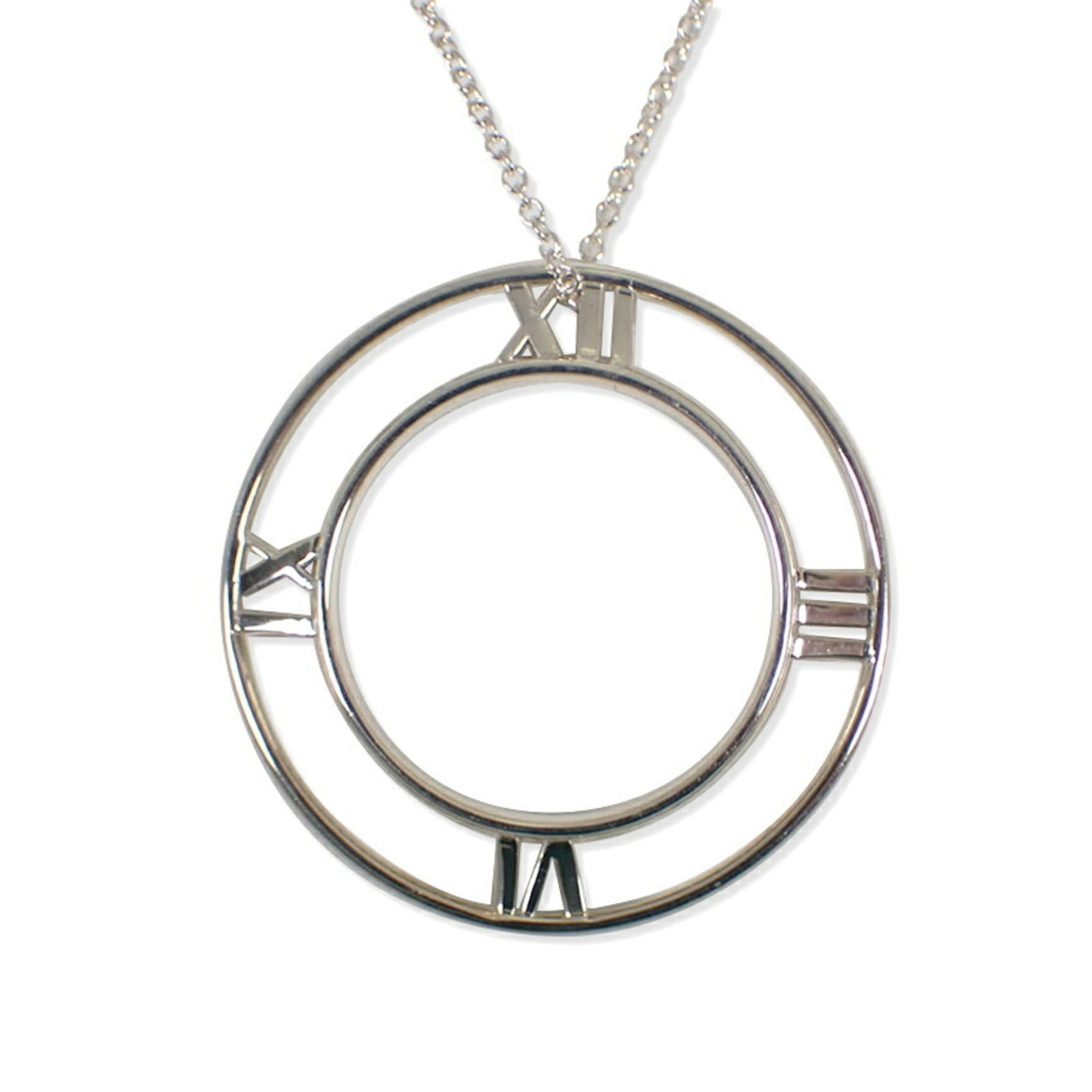 Tiffany & Co. 925 Atlas Circle Pendant Necklace: Tiffany & Co. 925 Atlas Circle Pendant Necklace Sterling silver pendant necklace with an Atlas Circle design, crafted by Tiffany & Co. The 45.5 cm / 17.91'' adjustable neck features a 29.8mm / 1.17''