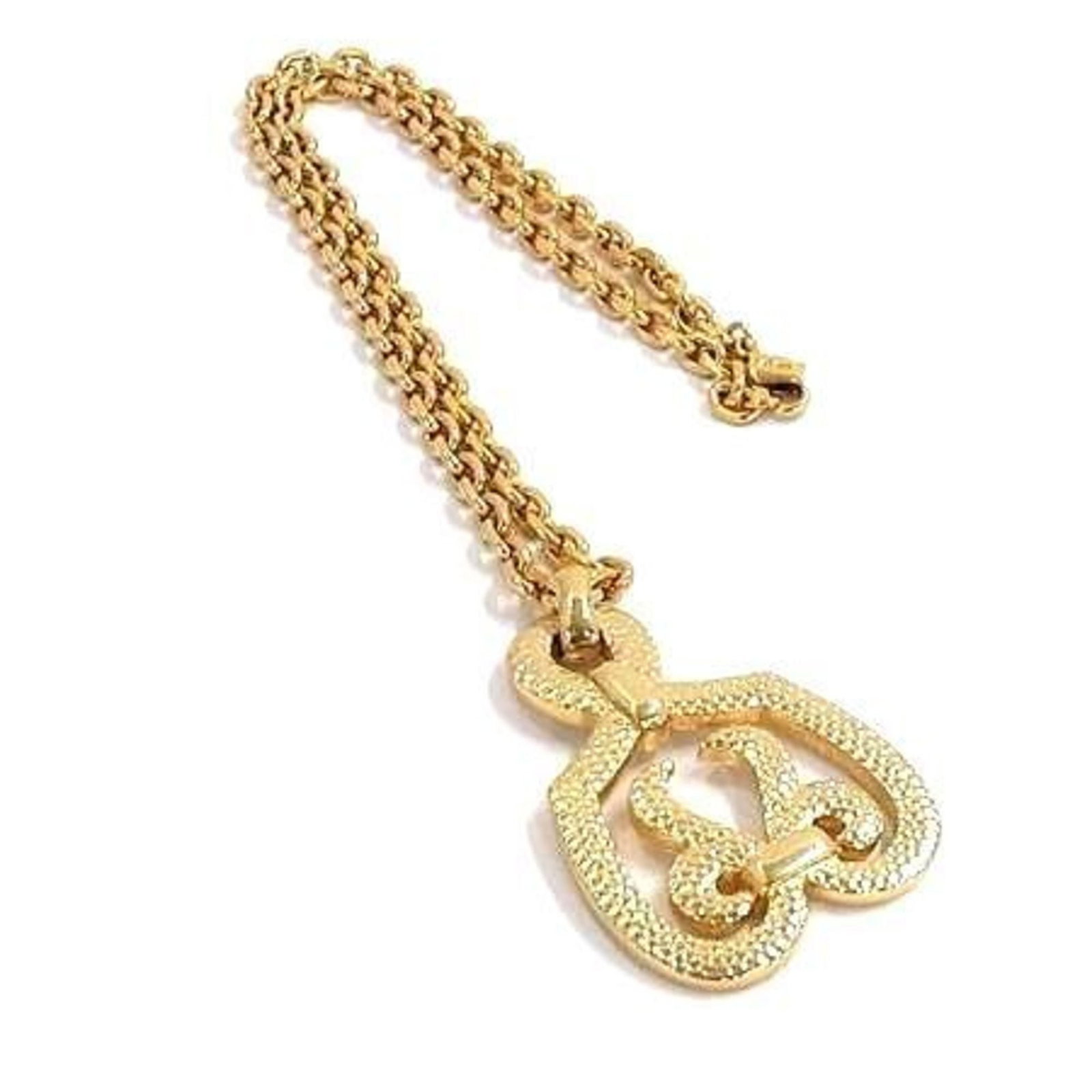 Christian Dior Women'S Gold Metal Ribbon Emblem Pendant Necklace: Christian Dior Women'S Gold Metal Ribbon Emblem Pendant Necklace Gold Metal Ribbon Emblem Pendant Necklace from Christian Dior features a striking gold metal ribbon emblem pendant, measuring 55mm x
