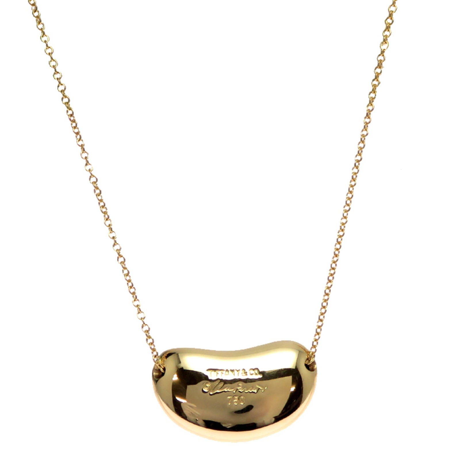 Tiffany Bean Women'S Necklace 750 Yellow Gold: Tiffany Bean Women'S Necklace 750 Yellow Gold Tiffany & Co.'s iconic yellow gold necklace features a beautiful pendant in 18K gold, measuring 11.8mm x 20.5mm. This elegant piece boasts a classic desig