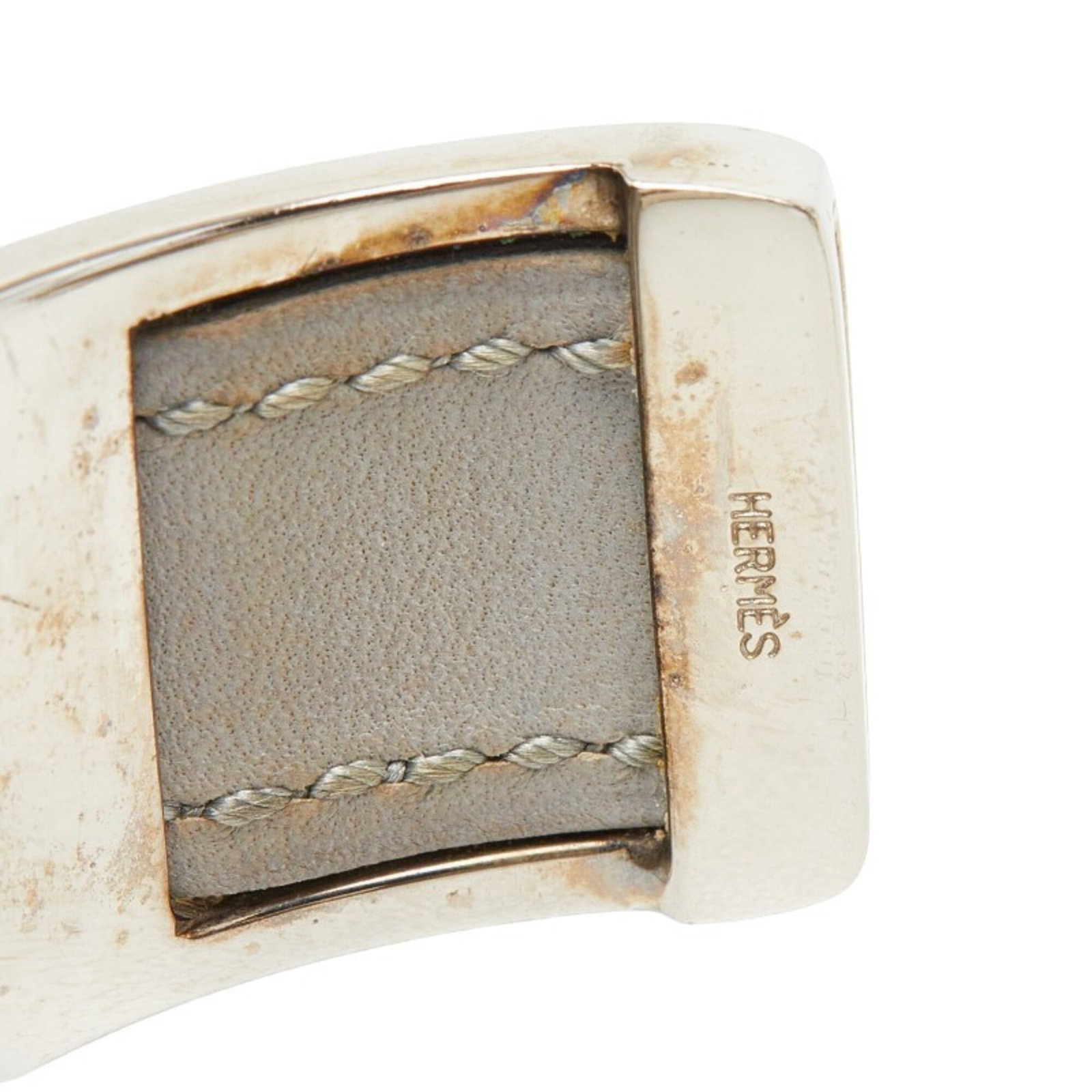 Metal leather bangle Hermes - 5