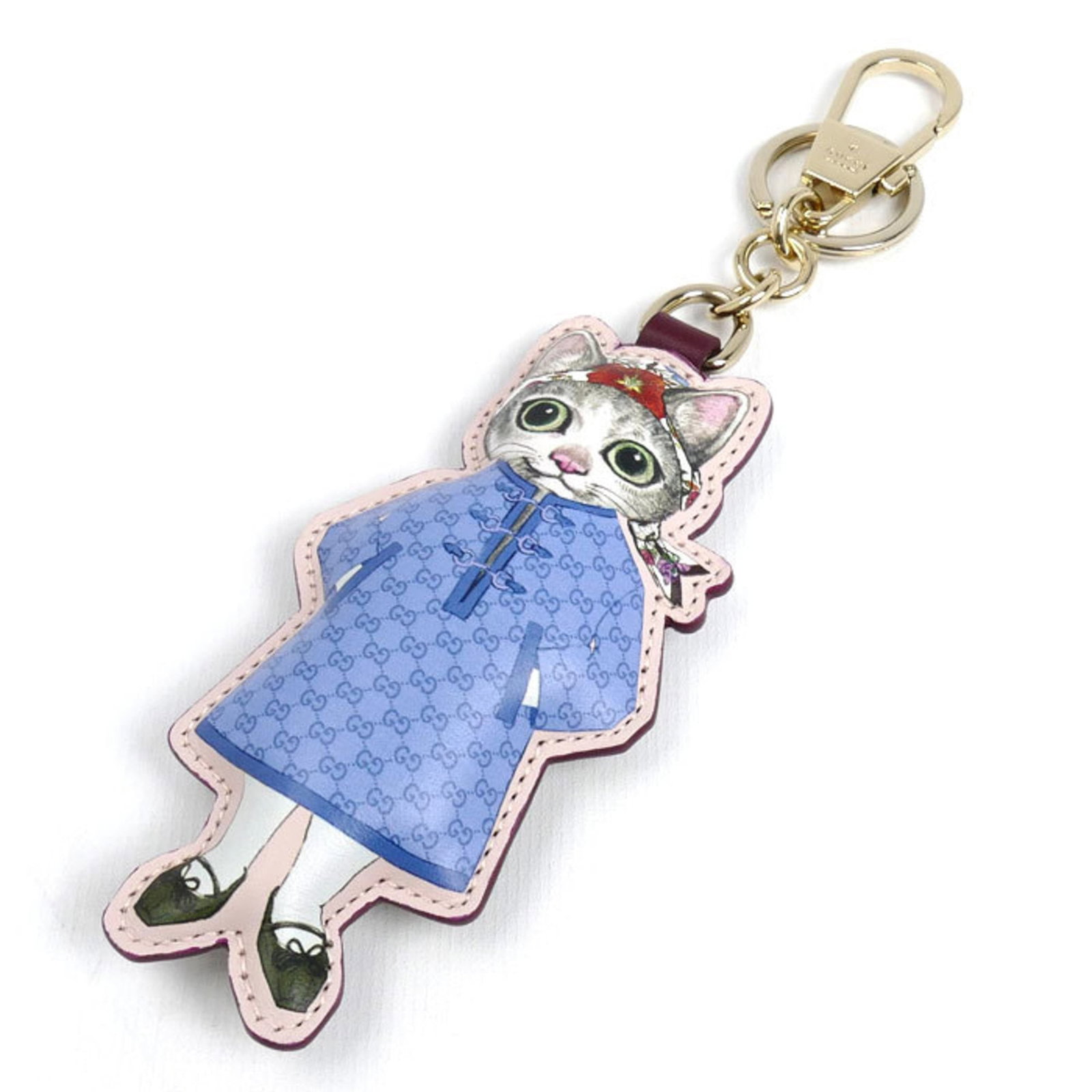 Keyring Charm Gucci Gg Supreme: Keyring Charm Gucci Gg Supreme Item Specifics: Brand: Gucci Type: Keyring Charm Gender: Women Material: Gg Supreme Color: Blue, Gold Size (Hxwxd): 190.00mm x 60.00mm / 7.48'' x 2.36'' Condition: